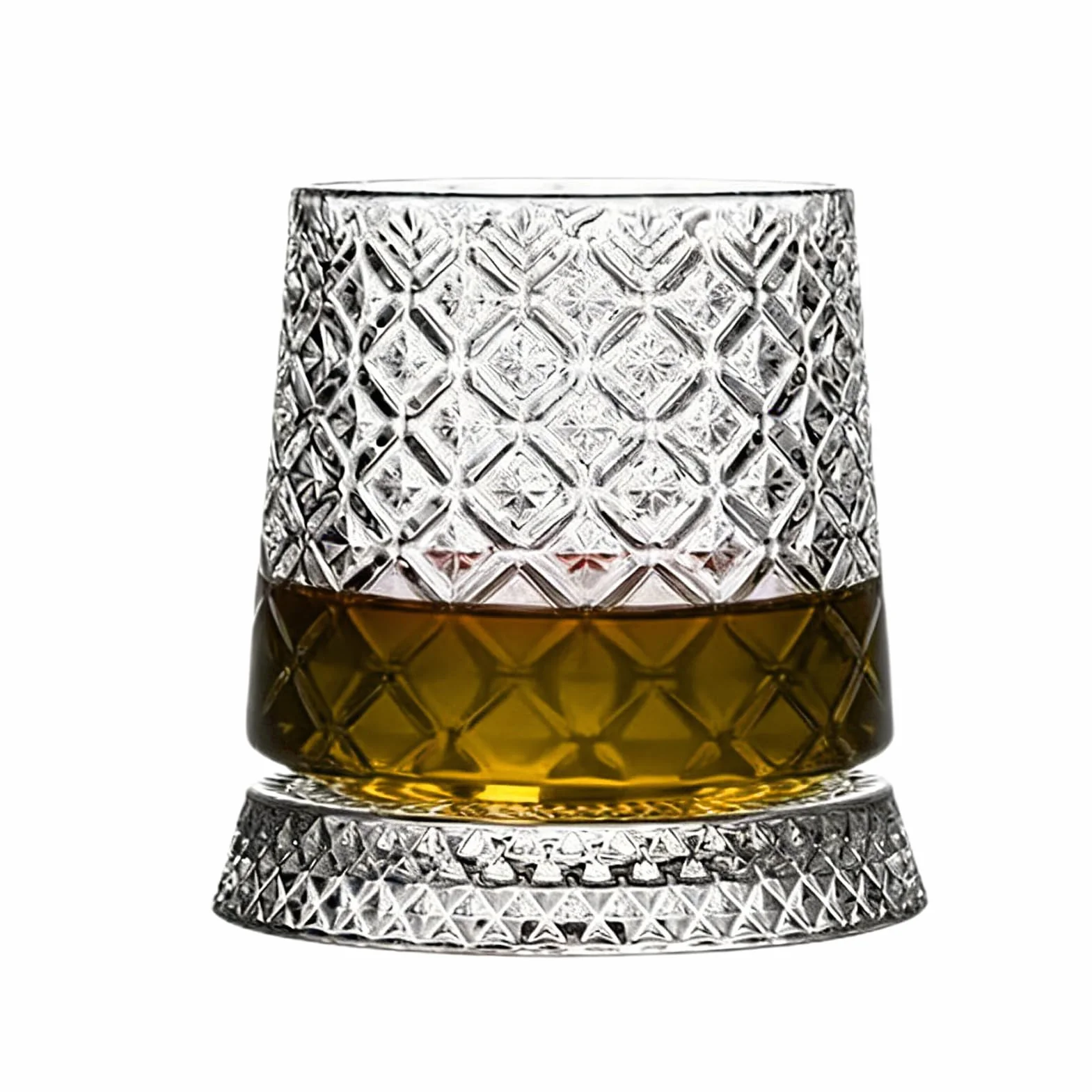 Genérico Zestaw szklanek do whisky z obrotowym designem | Stylowy bar z podstawkami w zestawie - do koktajli i kawy Bourbon - dla mężczyzn, taty, dziadka, męża, syna i