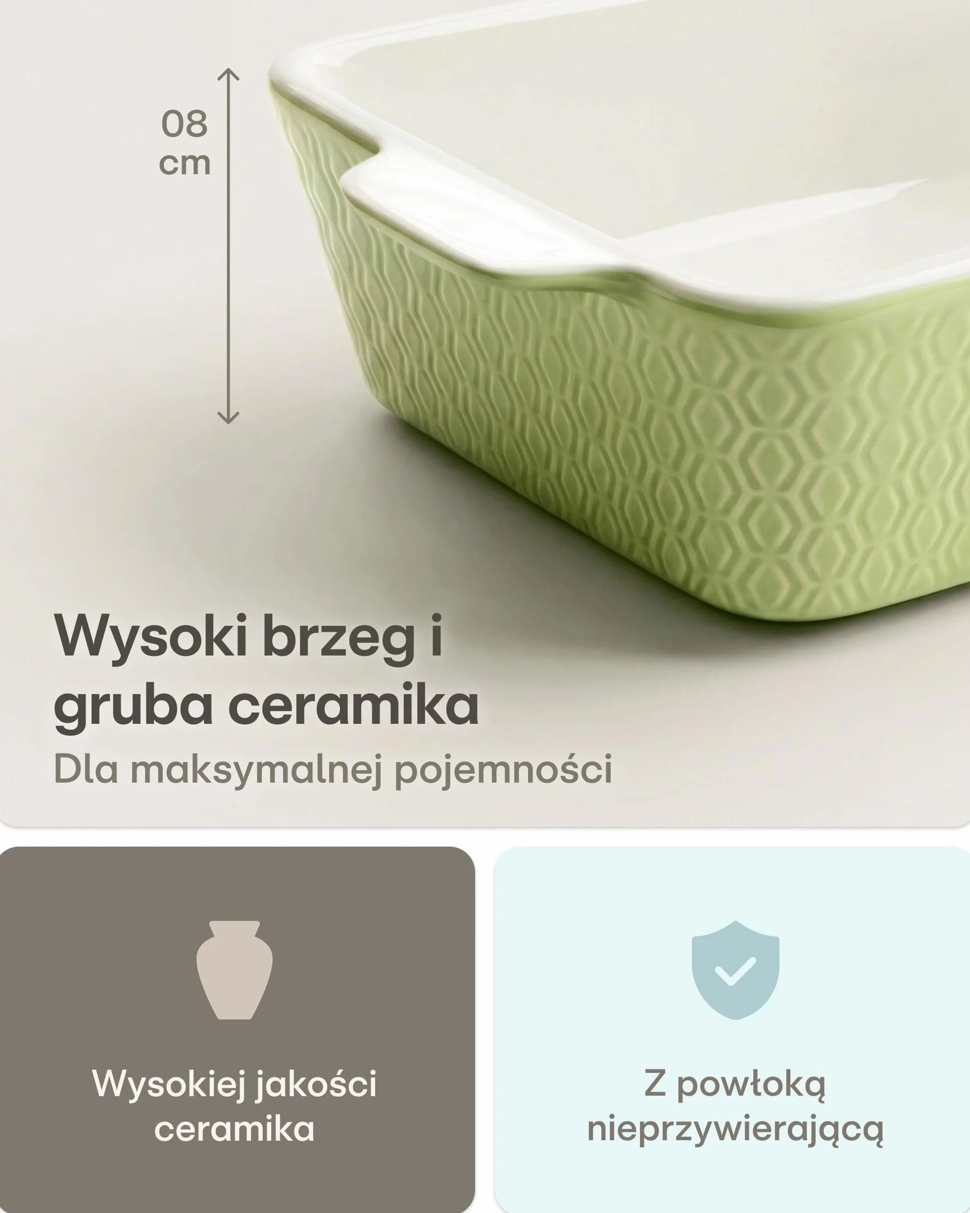 Praknu naczynie do zapiekanek ceramiczne duże prostokątne zielone
