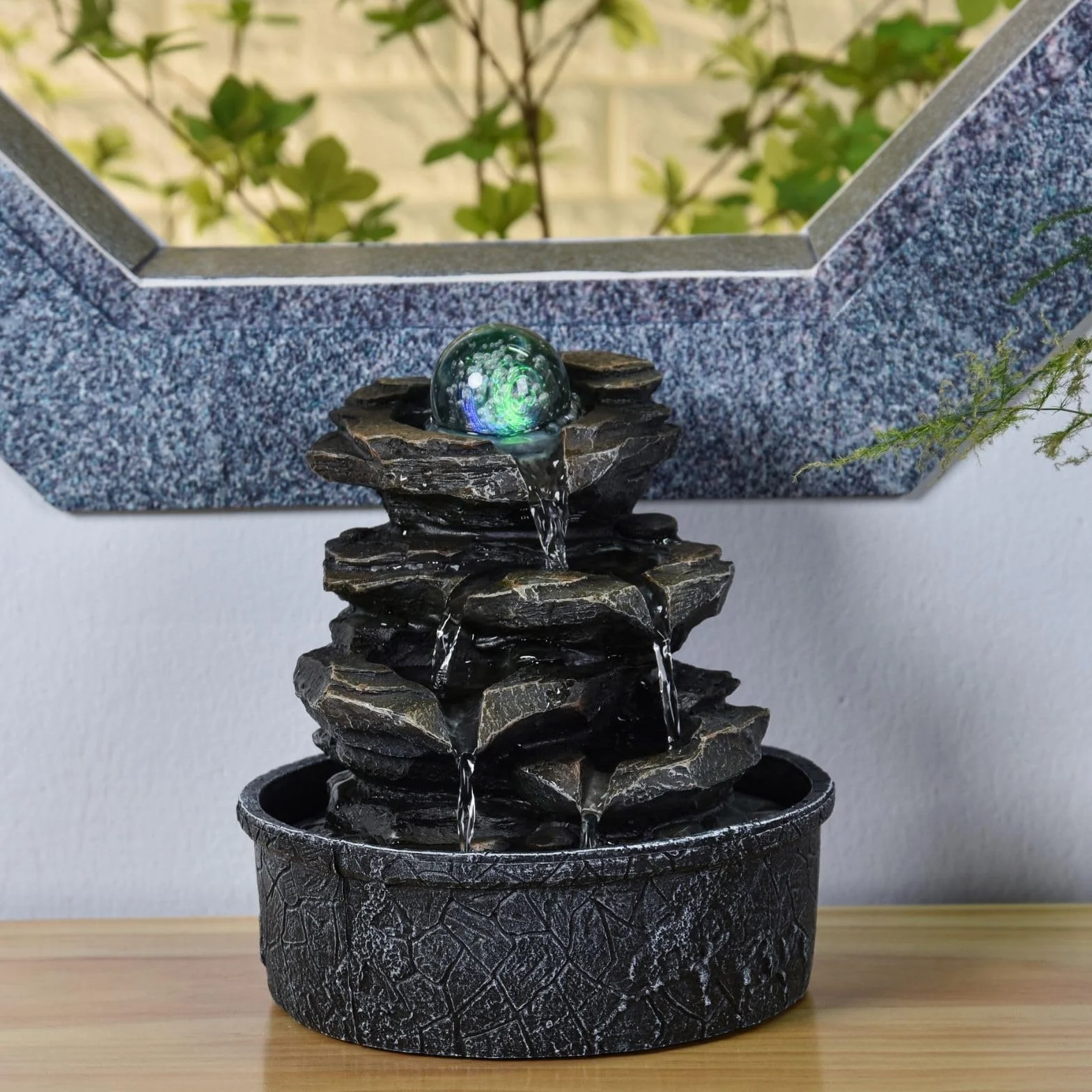 Zen Light Little-Rock Fontanna Dekoracyjna, Ciemnobrązowy, 20 x 20 x 23 cm