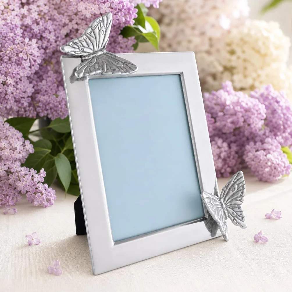 Arthur Court Designs aluminiowa ramka na zdjęcia 5 x 7 motyl ogrodowa metalowa ramka na biurko / ścienna