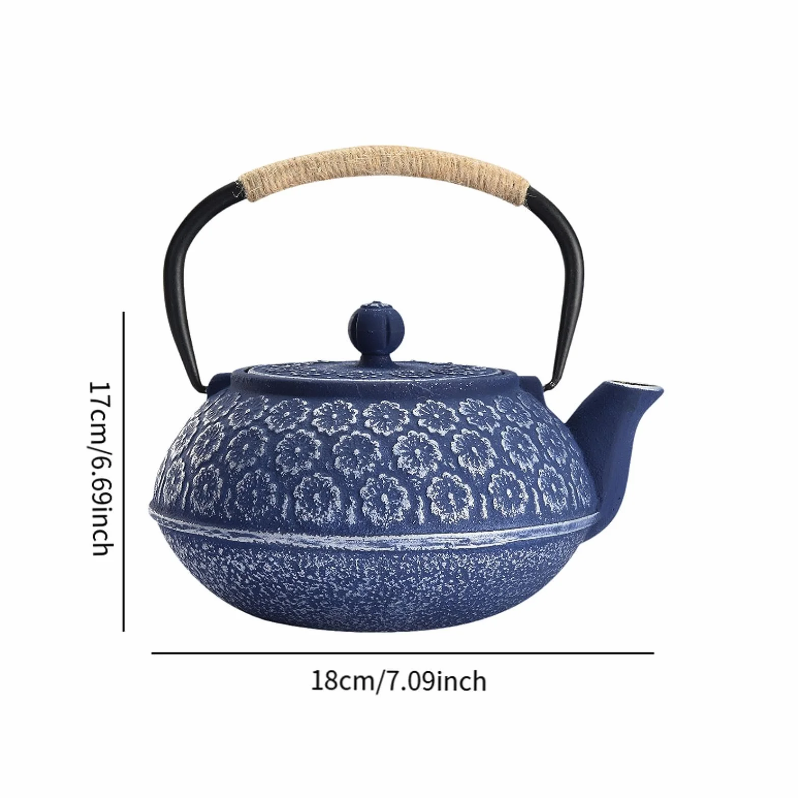 Żeliwny dzbanek do herbaty, 900 ml, z sitkiem do herbaty ze stali nierdzewnej, japoński dzbanek do herbaty emaliowany wewnątrz, do kawy, torebki herbaty, grillowania na świeżym powietrzu