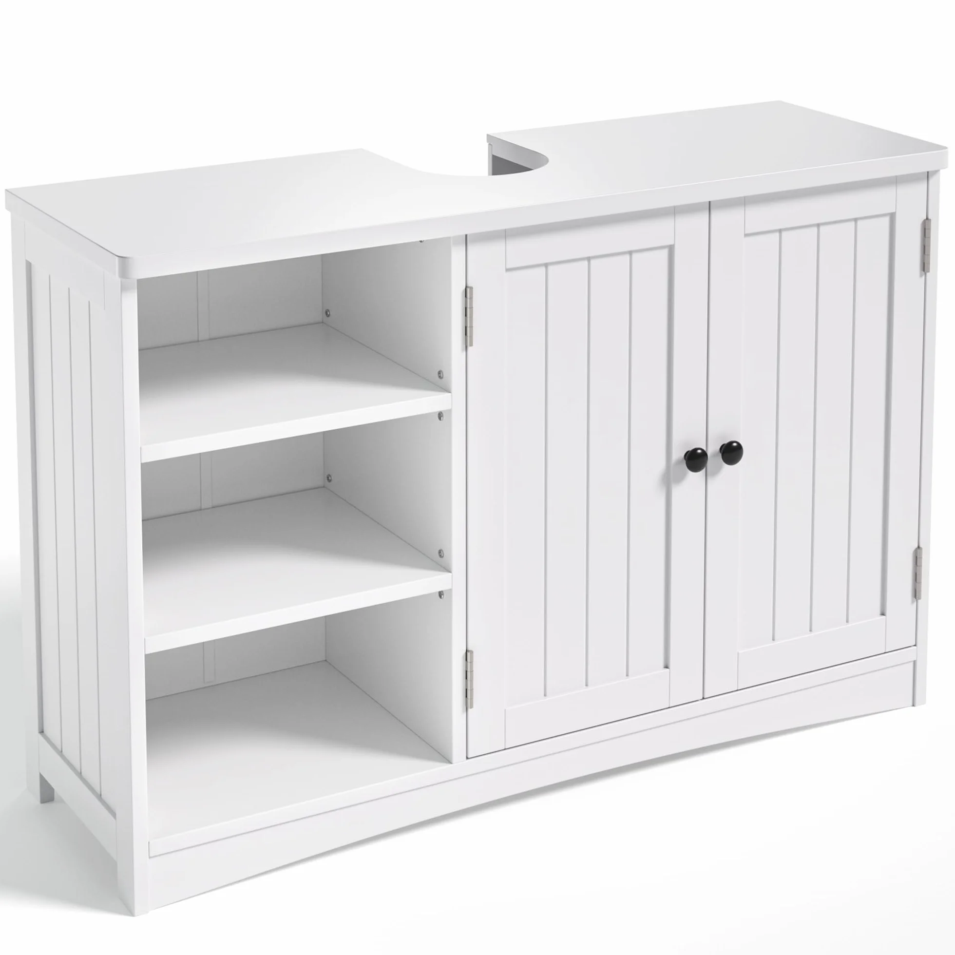 Bealife Szafka pod umywalkę, szafka łazienkowa 90 x 30 x 60 cm, z 2 drzwiami, 5 półkami i wkładaną półką z regulacją wysokości na 3 poziomach, zamknięcie magnetyczne, dużo miejsca do przechowywania