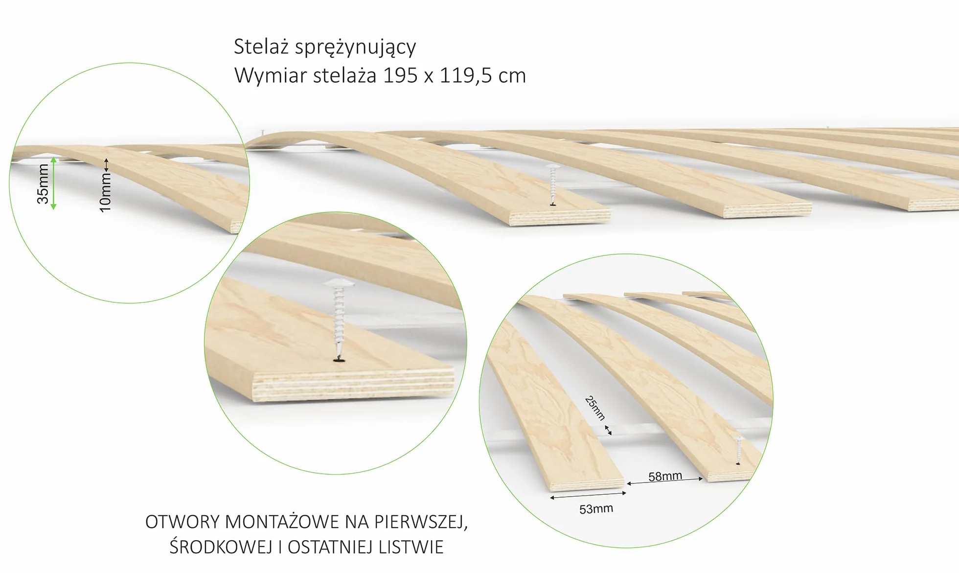 Stelaż wkład do łóżka pod materac 120 x 200 cm, sprężynujący