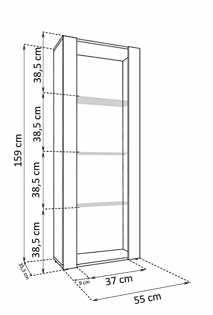 Komoda Tivoli Biały/Czarny 55x159x35 cm 3 Półki