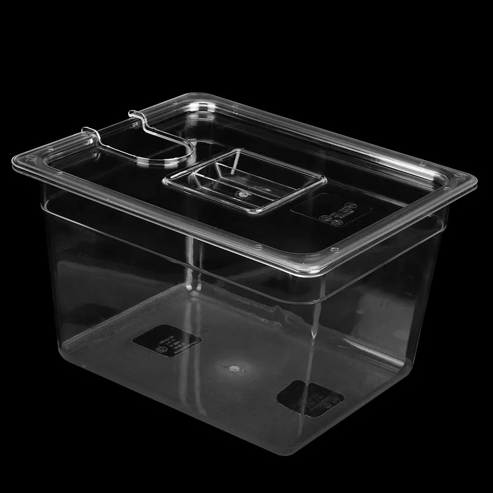 Składany Pojemnik Sous Vide z pokrywą na Zawiasach 11L pojemność 265x325x200mm Rozmiar Spożywczy PC materiał do Cyrkulatora Kuchenka Kulinarna