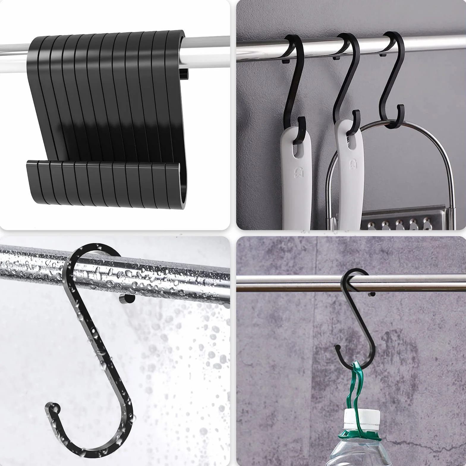 LISOPO Haczyki w kształcie litery S 12 sztuk czarne S-hook aluminium