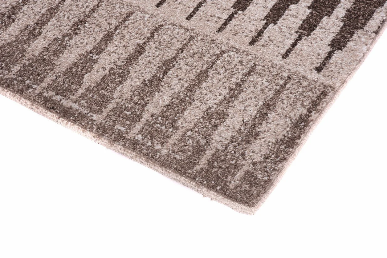 Tapiso Sari dywan bieżnik sprzedawany na metry, do salonu, kuchni, korytarza, mostek na wymiar, geometryczny trójkąt brązowy, kremowy, beżowy, nakrapiany Ökotex 100 x 130 cm