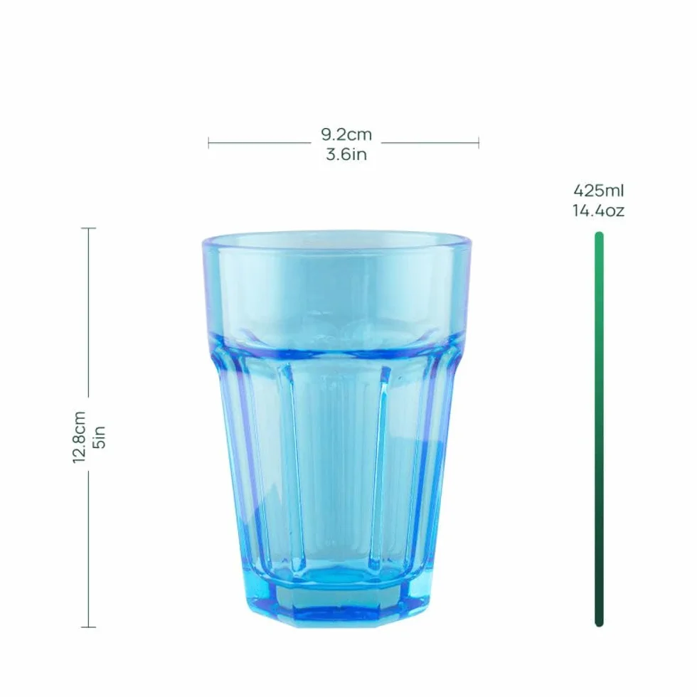 TREND FOR HOME Szklanki do Wody 425 ml Zestaw 6 Kolorowych Szklanek do Wody Napojów Soków Szklanka Wysoka Szklane Kubki do Longdrinków Szklanki Wysokie Styl Retro, Alva
