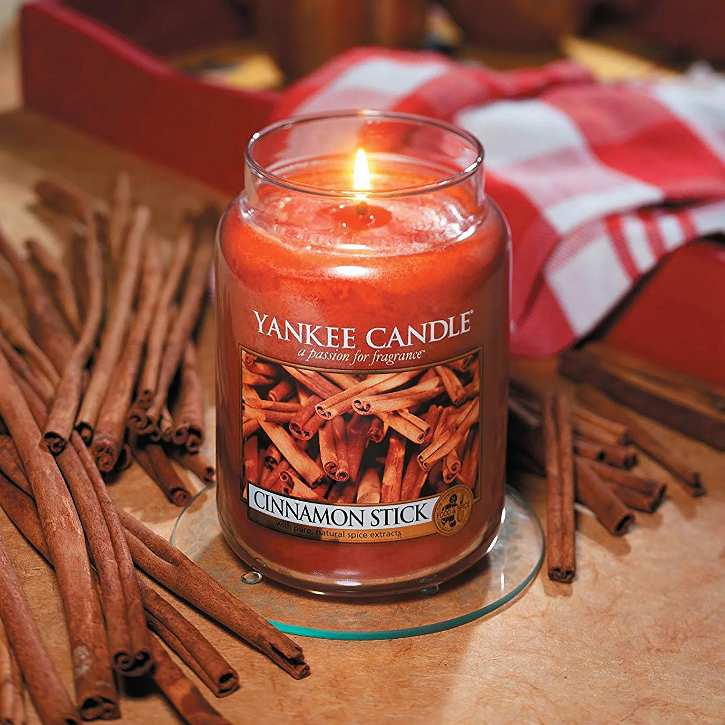 Yankee Candle Cinnamon Stick Świeca, Szkło, Brązowy, L