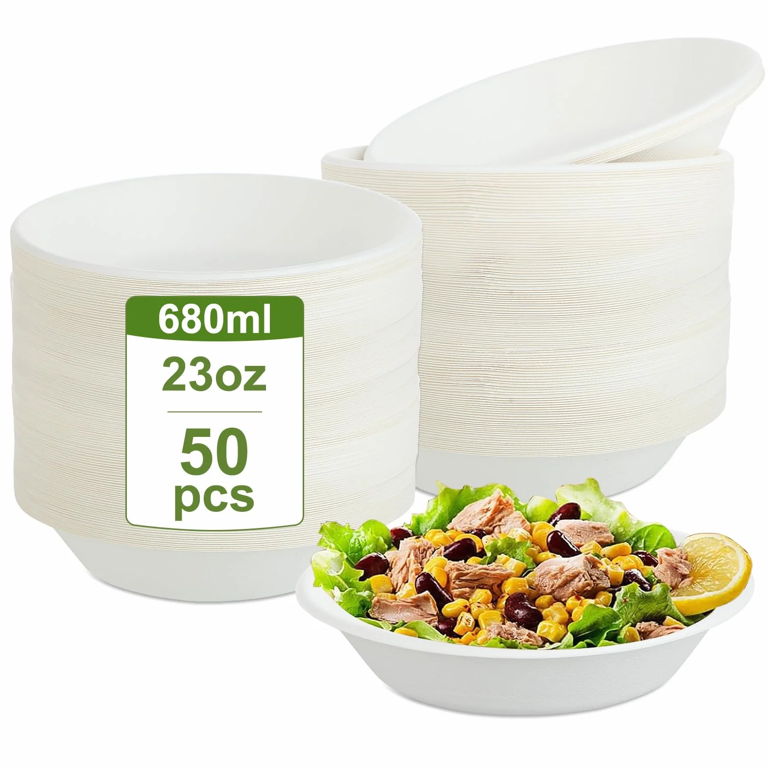 KITDAHOM 50 sztuk jednorazowe naczynia – kartonowe miseczki na zupę – 680 ml