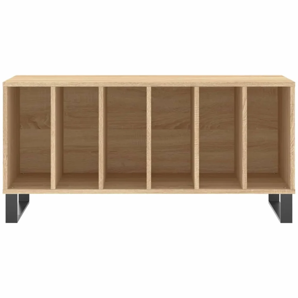 Szafka panelowa, dąb Sonoma, materiał drewnopochodny z żelaznymi nogami, 100 x 38 x 48 cm, miejsce do przechowywania płyt gramofonowych i winylowych płyt LP, stabilna szafka winylowa z półką