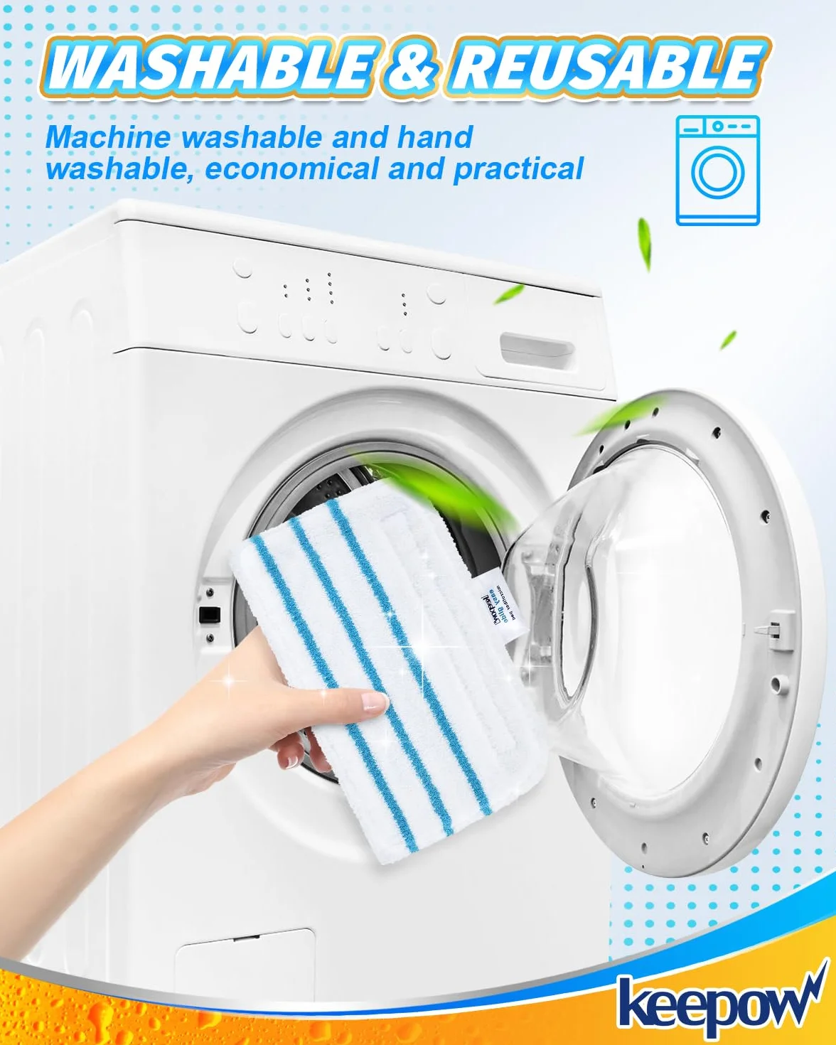 KEEPOW Zestaw 5 wymiennych podkładek czyszczących z mikrofibry do mopa parowego Black & Decker FSMH1321, FSM1605, FSMH13151SM, część #FSMP20