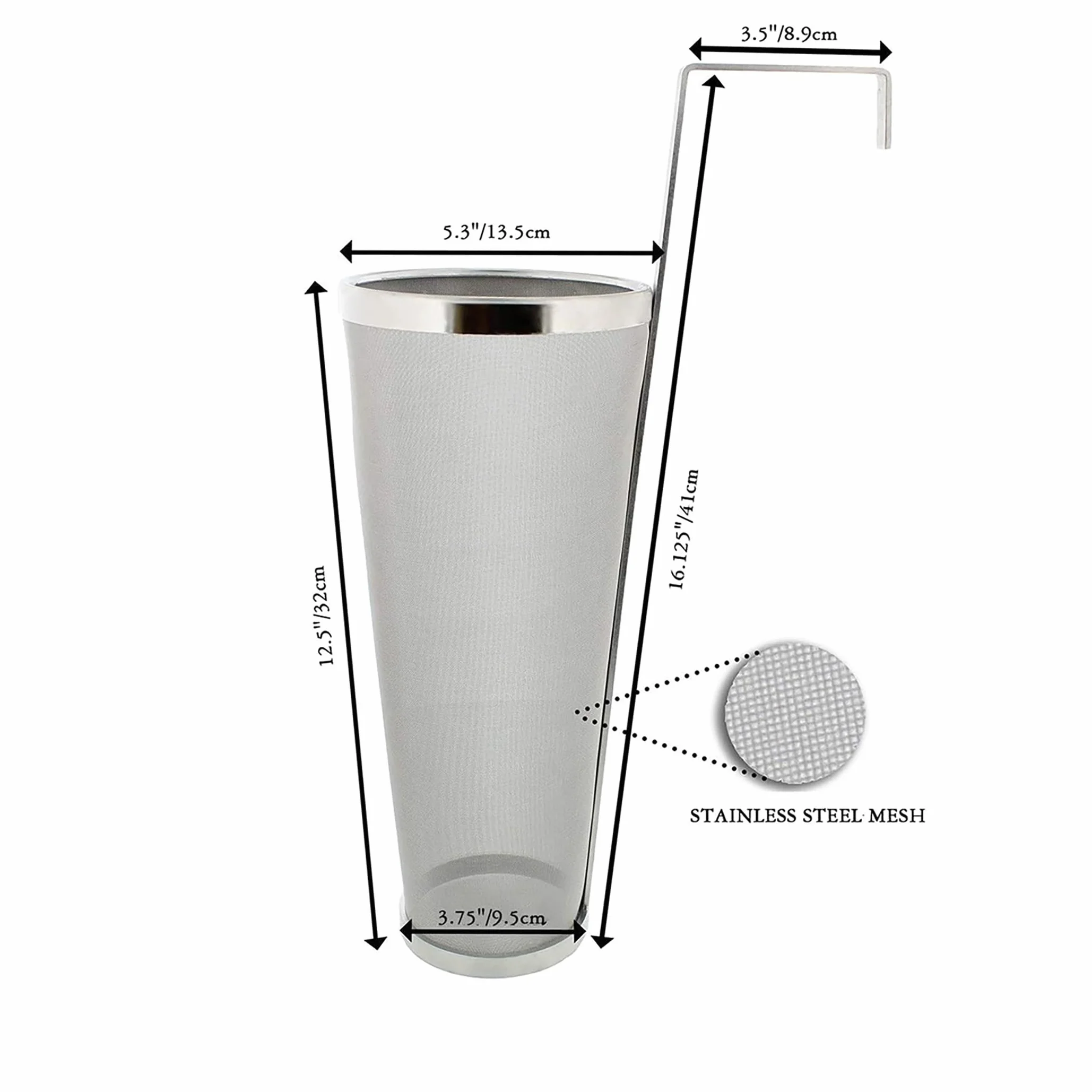 Stal nierdzewna hop pająk beczka piwa suchy zbiornik filtrujący sitko 300 mikronów siatka do domowego warzenia piwa czajnik kegging sprzęt (13 x 40 cm)