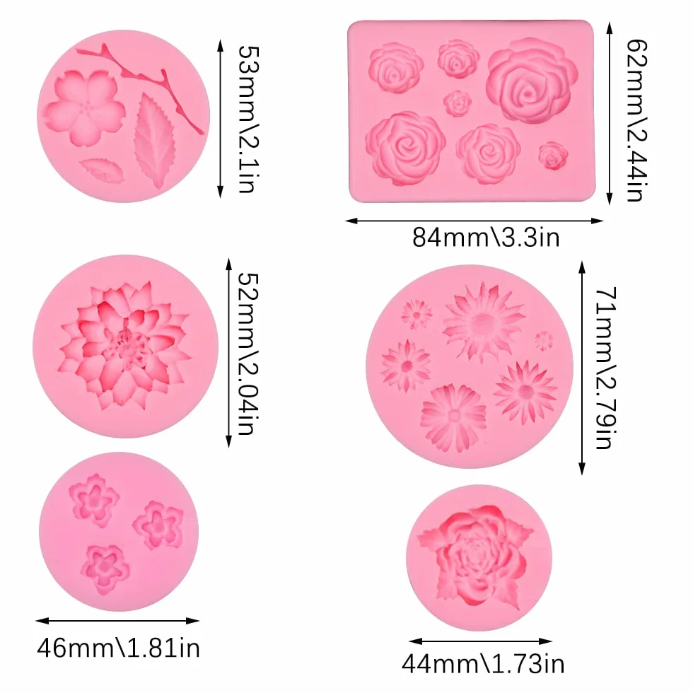 Silikonowe formy do ciasta 3D, do lukru, kremówki, czekolady, cukierków, pieczenia, 6 szt