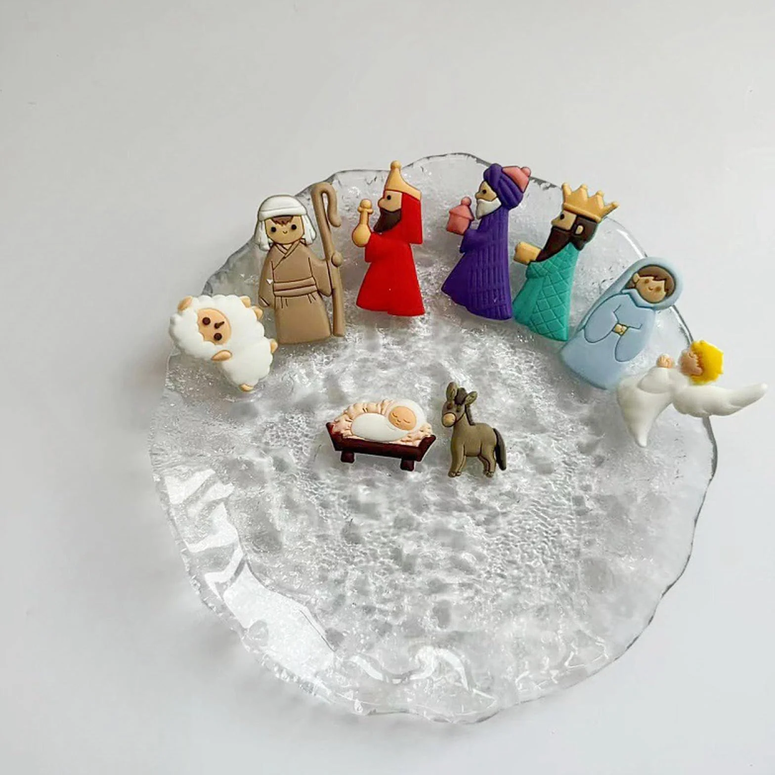 Łatki do szopki bożonarodzeniowej z PVC, miniaturowe figurki, ozdoby świąteczne, zawieszki, zestaw 9 sztuk