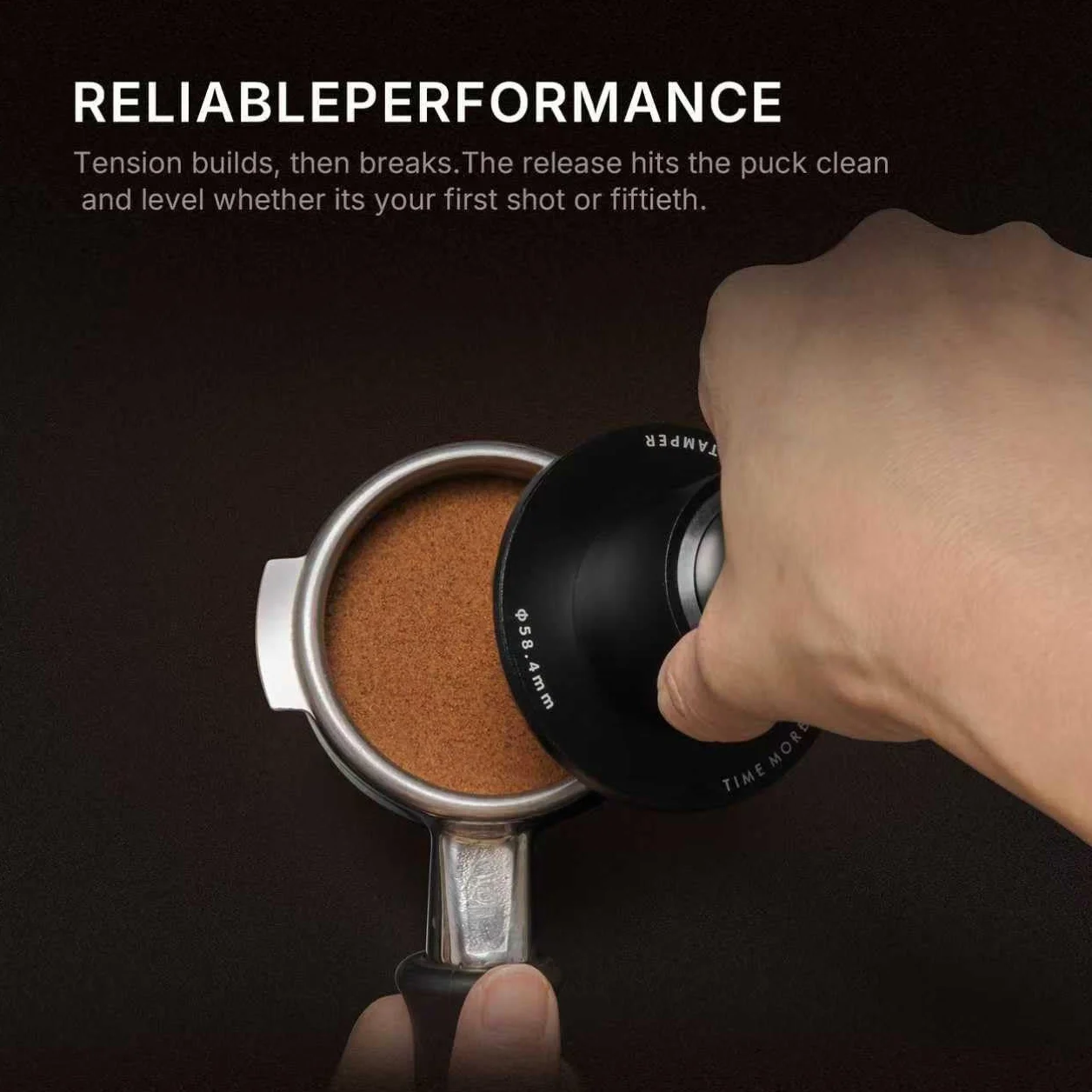 TIMEMORE 58 mm ubijak do kawy - z stali szlachetnej i aluminium Impact Espresso Tamper z akustycznym feedbackiem dla baristów, ręczne narzędzie do ubijania z wkładką sprężynową dla 58 mm portafilter