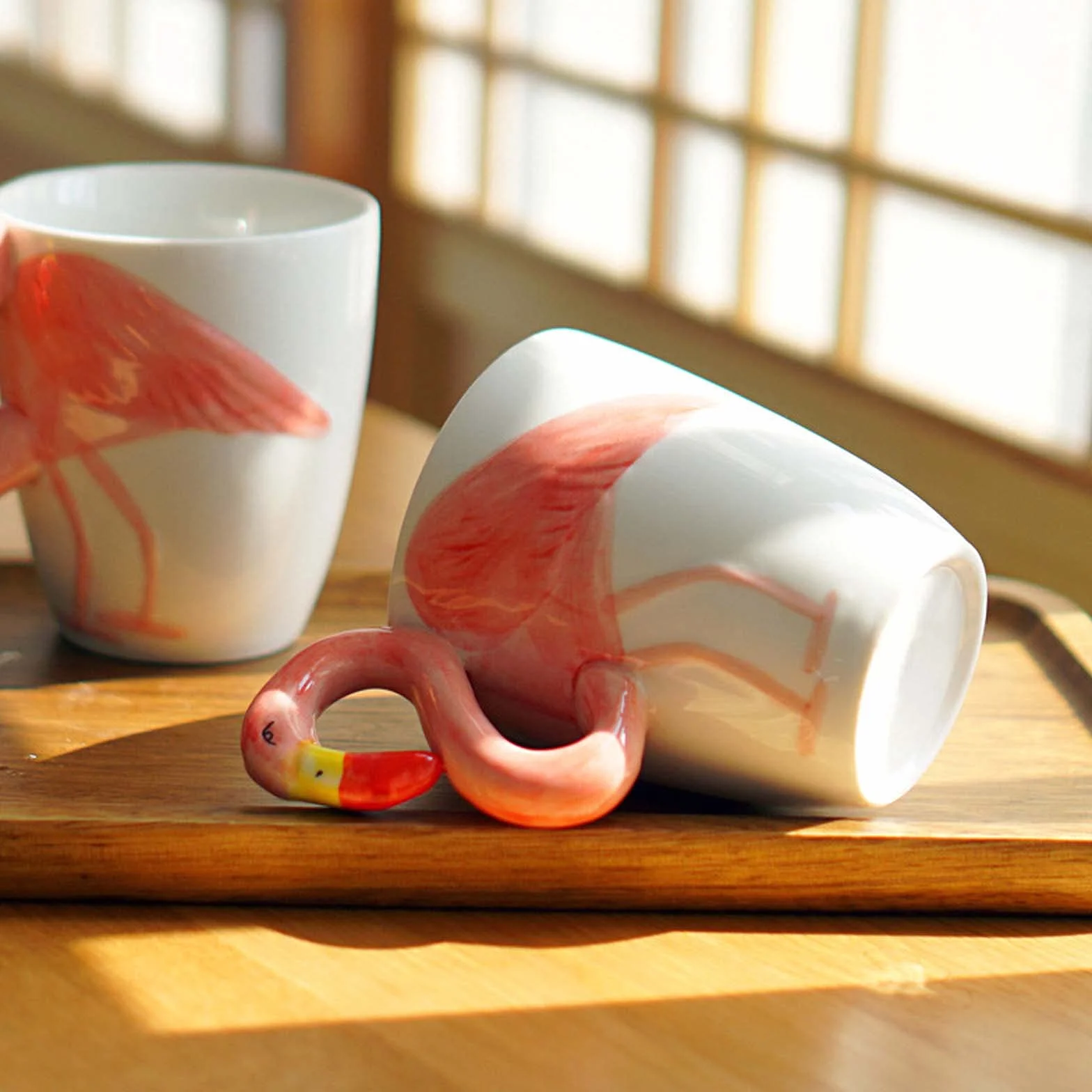 XINGYU Kubek z flamingiem ceramiczny kubek do kawy gładki porcelanowy kubek ręcznie wykonany kubek do herbaty kubek do kawy z uchwytem 3D zwierzę Boże Narodzenie prezent urodzinowy