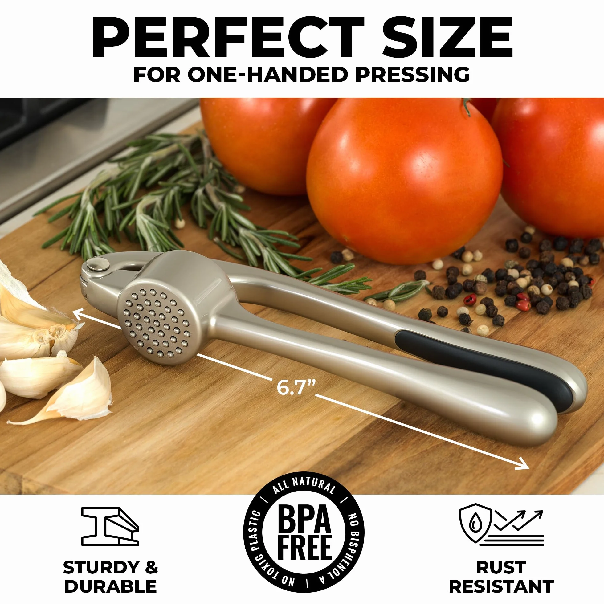 Zulay Kitchen Zestaw do wyciskania czosnku premium, odporny na rdzę, do mycia w zmywarce, profesjonalne narzędzie do mielenia, łatwe w czyszczeniu, z miękkim, ergonomicznym