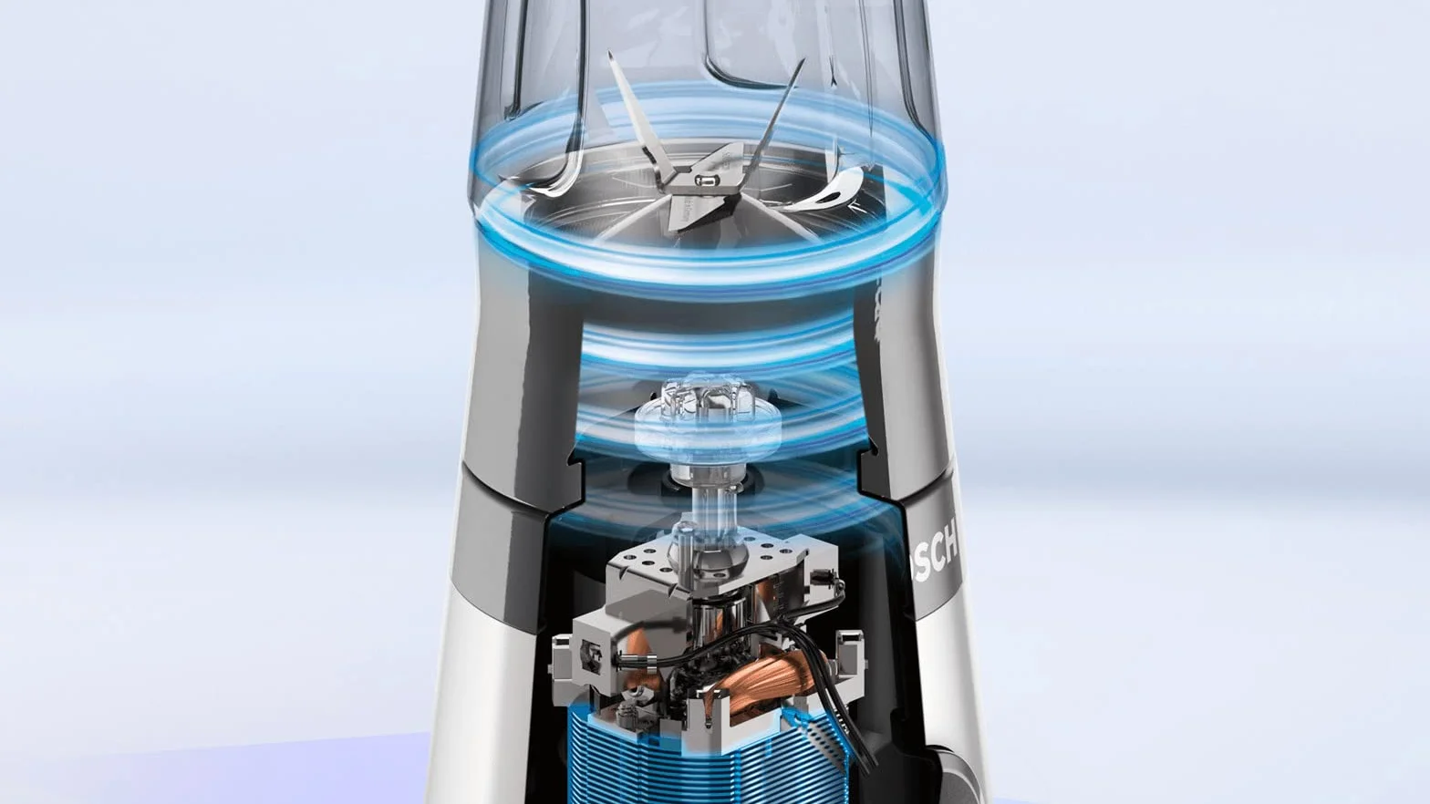 Bosch, mini blender, seria VitaPower 2, system ProPerformance z szybkim miksowaniem, silnik o mocy 450 W, ostrza ze stali nierdzewnej, szczelny, butelka Tritan ToGo, jasnosrebrny, biały, MMB2111