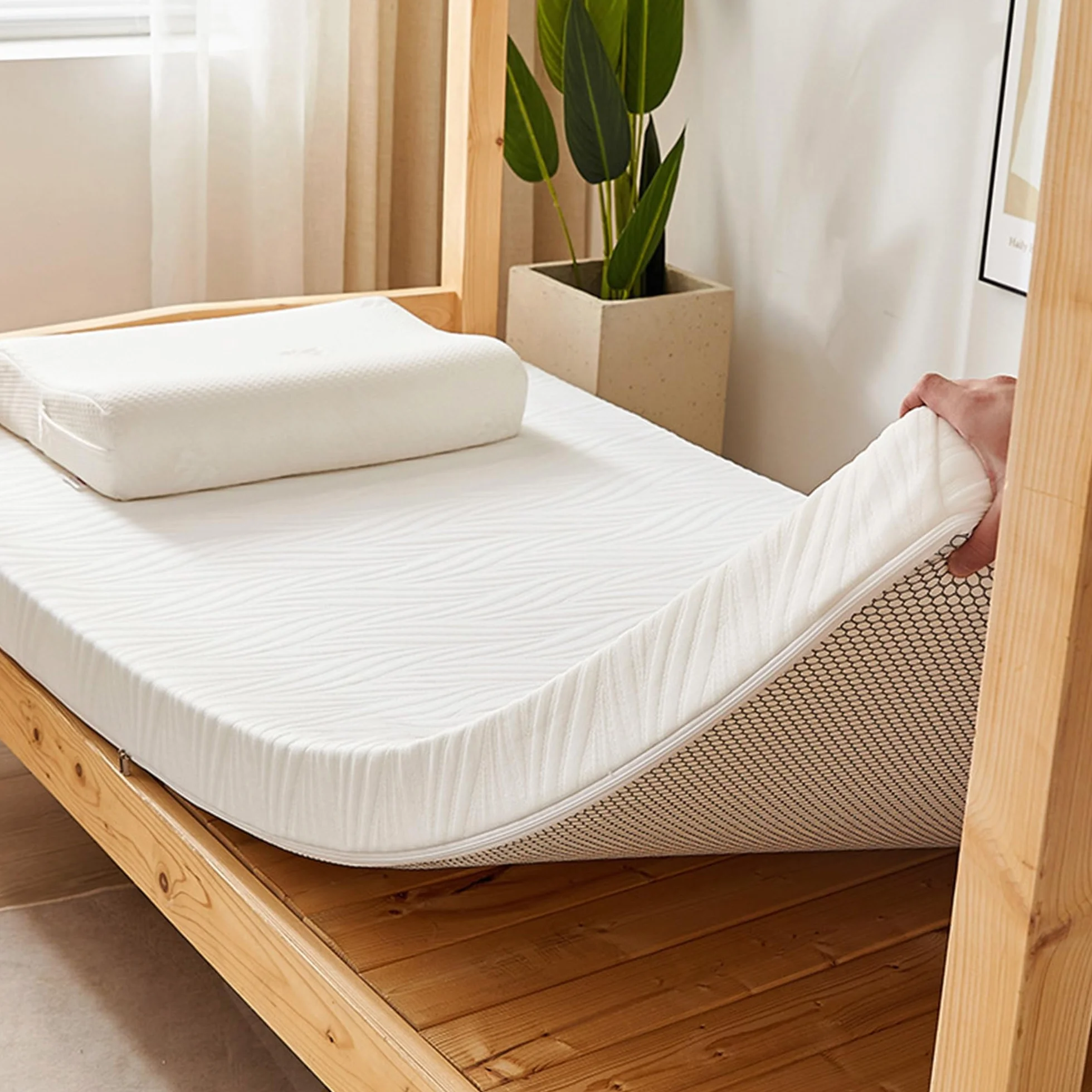 Japoński materac podłogowy Materac Futon Zdejmowany i nadający się do prania gruby materac z gąbki o dużej gęstości, zwijany materac dla gości, składana mata tatami Przenośna karimata do sypialni(Gray