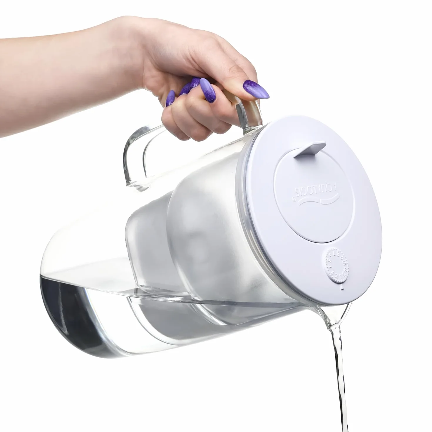 Aqualogis Etiuda 2.9L | Premium Szklany Dzbanek Filtrujący Wodę | z 1 Wkładem Pure+ | Biały | Redukuje nieprzyjemny zapach i smak