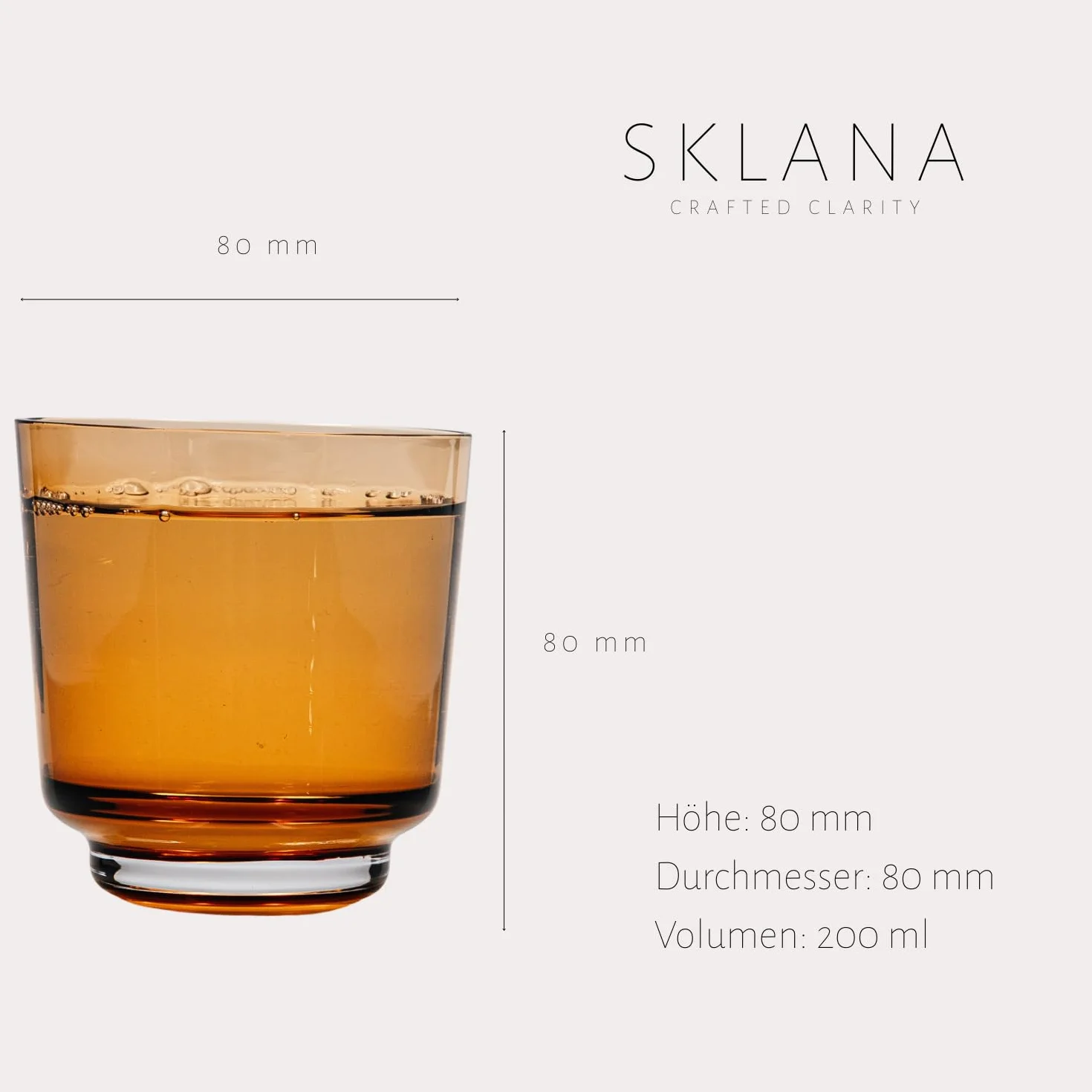 Szklanki bursztynowe 200 ml - zestaw 6 sztuk - tumblery lowball ręczne szkło kryształowe premium, eleganckie szklanki do whisky, koktajli i wody