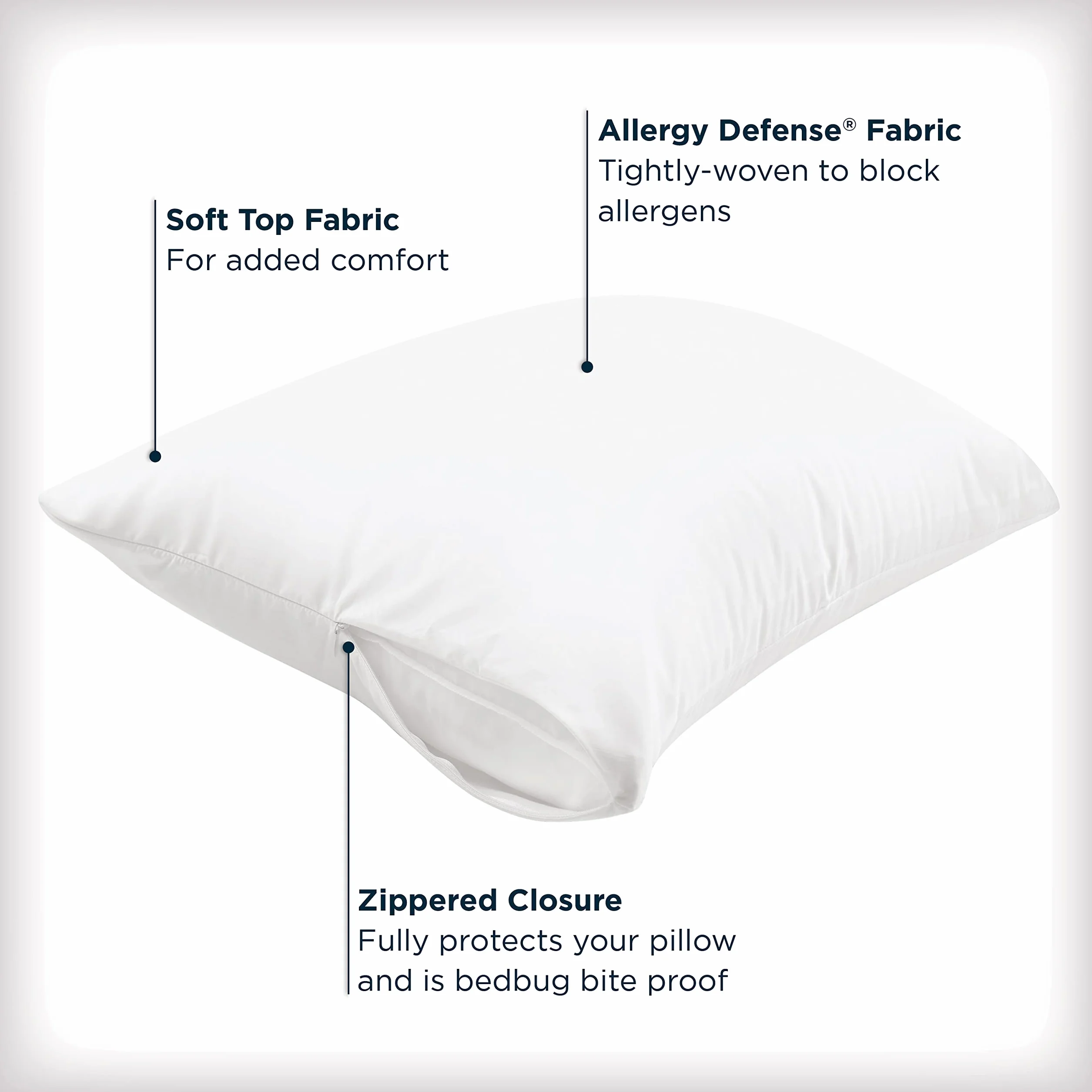 AllerEase Maximum Allergy Pillow Protector Standard Queen 2 Pack