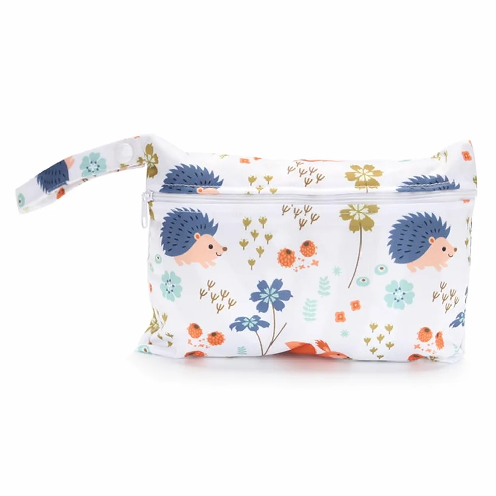 Mini torba na pieluchy z kolorowym wzorem zwierzęcym, wodoszczelna, 22 x 15 cm, mała torba na mokre pieluchy, torba na mokre ubrania, organizer, dla niemowląt, pływania, podróży, na plażę,