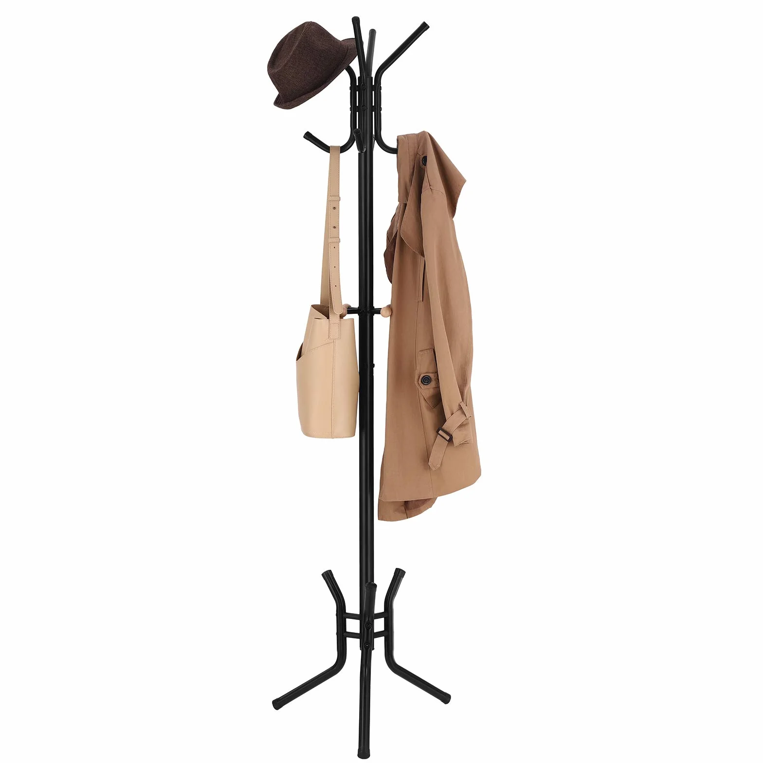 SONGMICS Stabilny metalowy wieszak na ubrania wieszak garderobiany wysokość ok. 176 cm, czarny, RCR17B