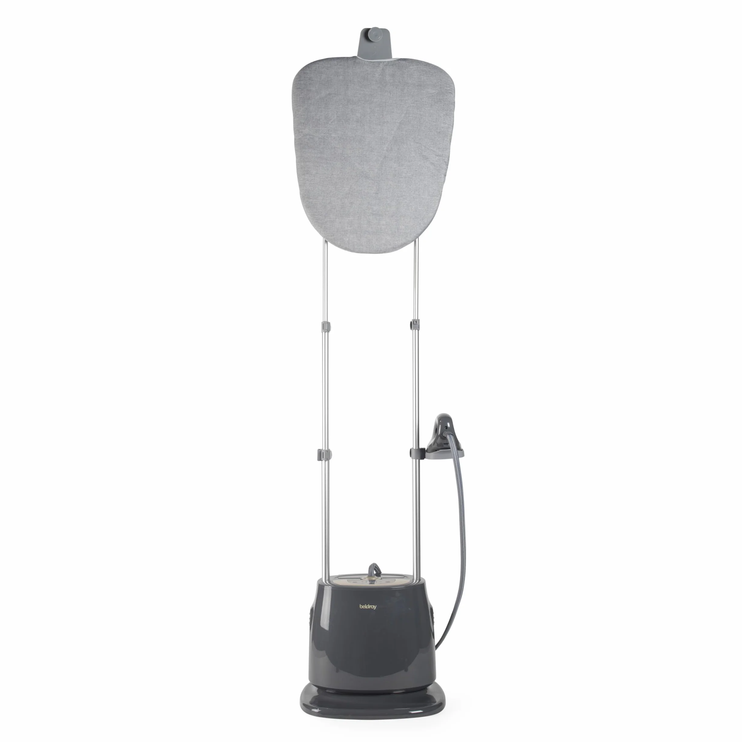 Beldray Pionowy parowar do odzieży i żelazko 2 w 1 ze zbiornikiem 1,5 l | 2180 W, technologia SureTemp, 5 ustawień pary, moc 45 g na minutę, płyta obrotowa z 3 pozycjami, drążki z regulacją wysokości