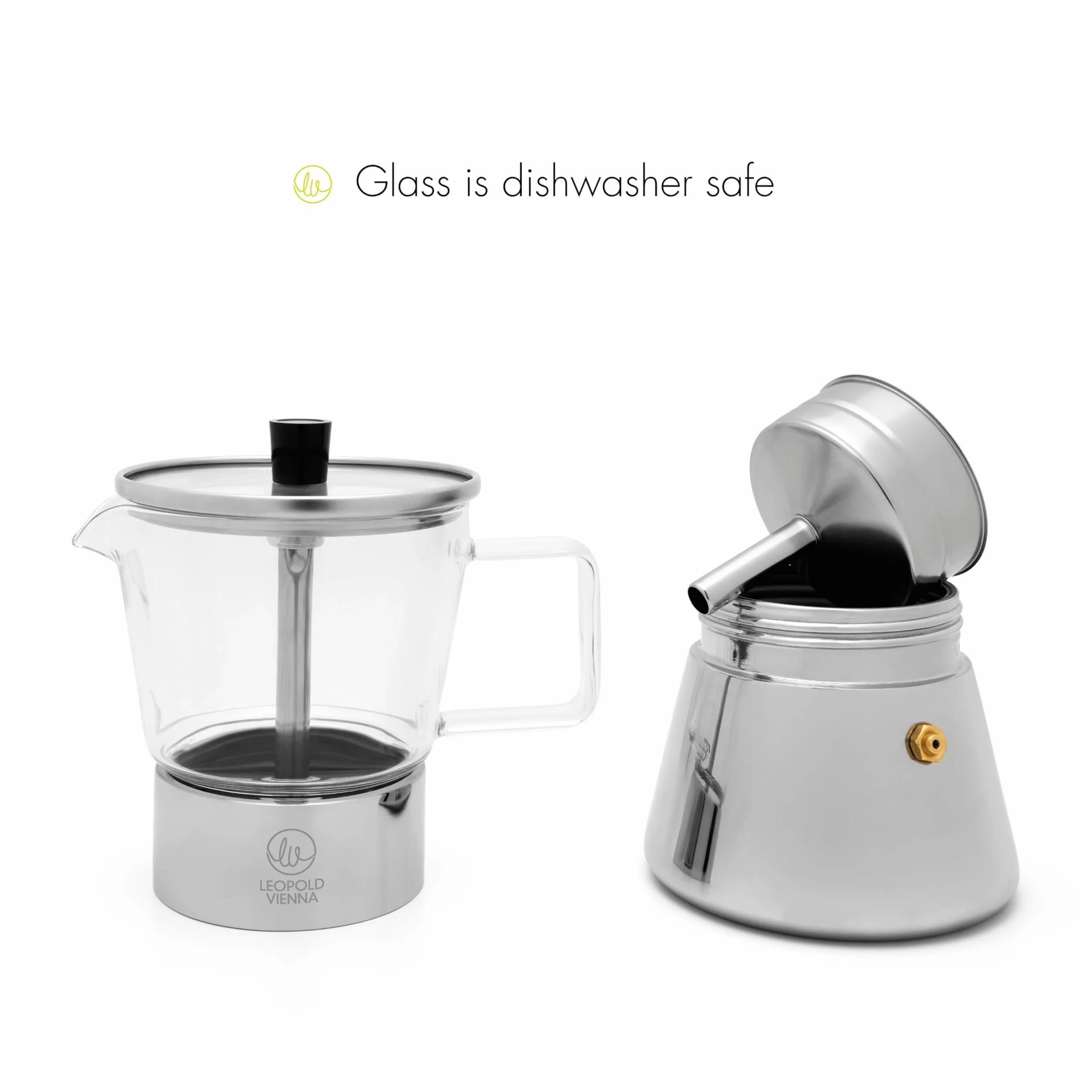 Leopold Vienna Zaparzacz do espresso, indukcyjny, stal nierdzewna, z filtrem ze stali nierdzewnej, na 4 filiżanki espresso – dla najlepszej przyjemności z picia kawy