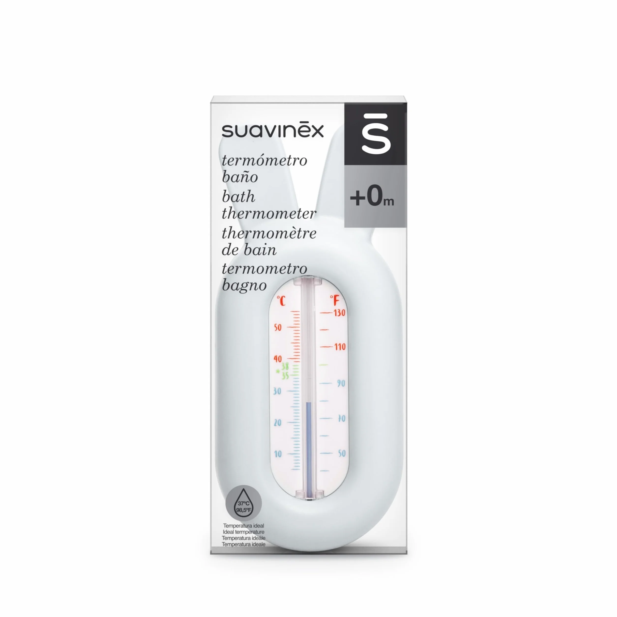 Suavinex, Termometr do kąpieli dla niemowląt, termometr bez rtęci, pływający, dokładny ze skalą kolorów, bezpieczny, wytrzymały i łatwy w użyciu, dla dzieci w wieku +0 miesięcy. Wzór snów, niebieski