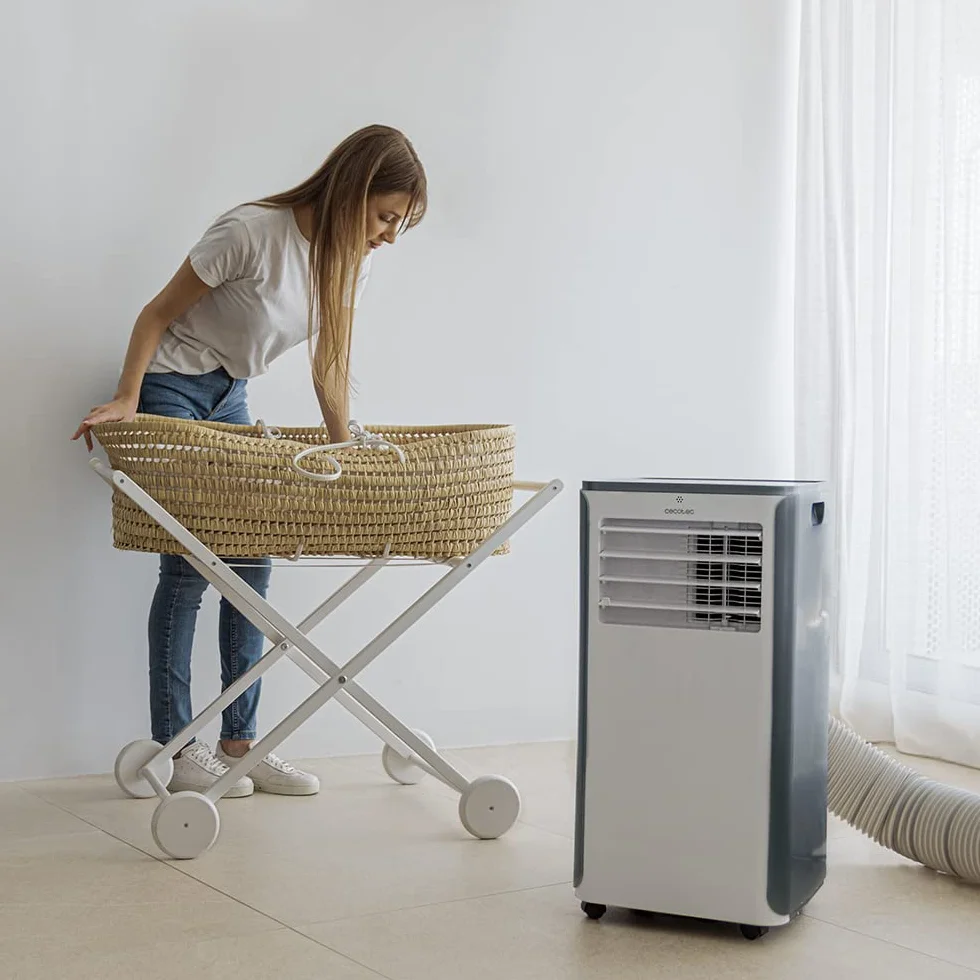 Cecotec Przenośna klimatyzacja z pilotem i pompą ciepła ForceClima 9400 Soundless Heating. 9000 BTU, wyświetlacz LED, 5 trybów, osuszanie, zasięg 20 m2