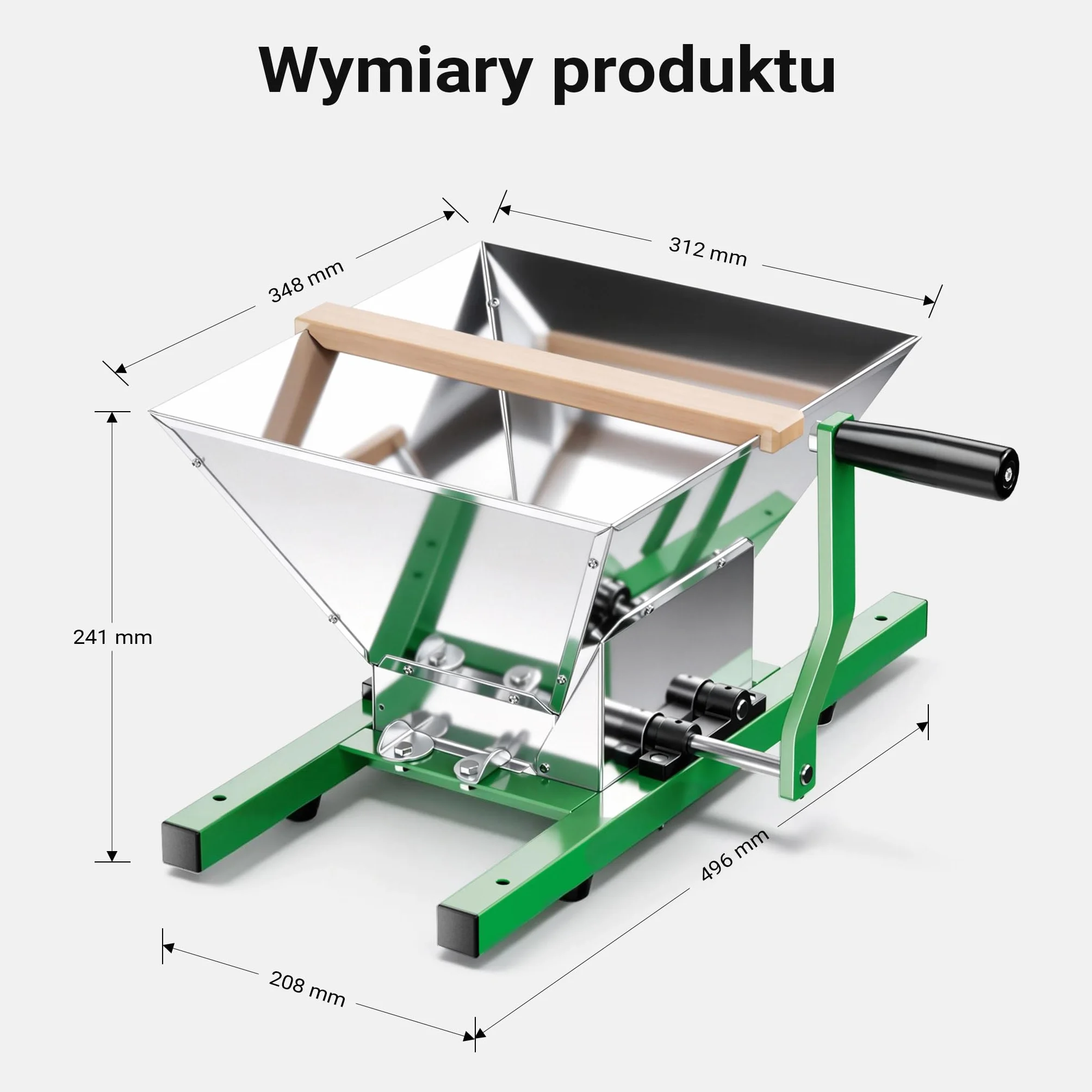 Wiltec Młynek z 7 litrowym zbiornikiem, rozdrabniarka do winogron z korbką, kruszarka do miękkich owoców np. winogron i jagód