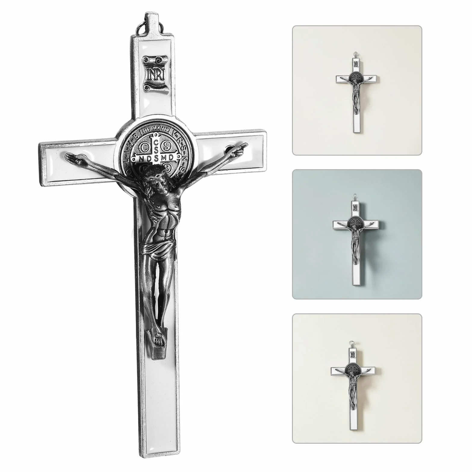 Sosoport Wall Crucifix Antique Metal Christian Cross Spiritual Wall Decor for Office Prayer And Catholic Households Classic Style Easy Installation