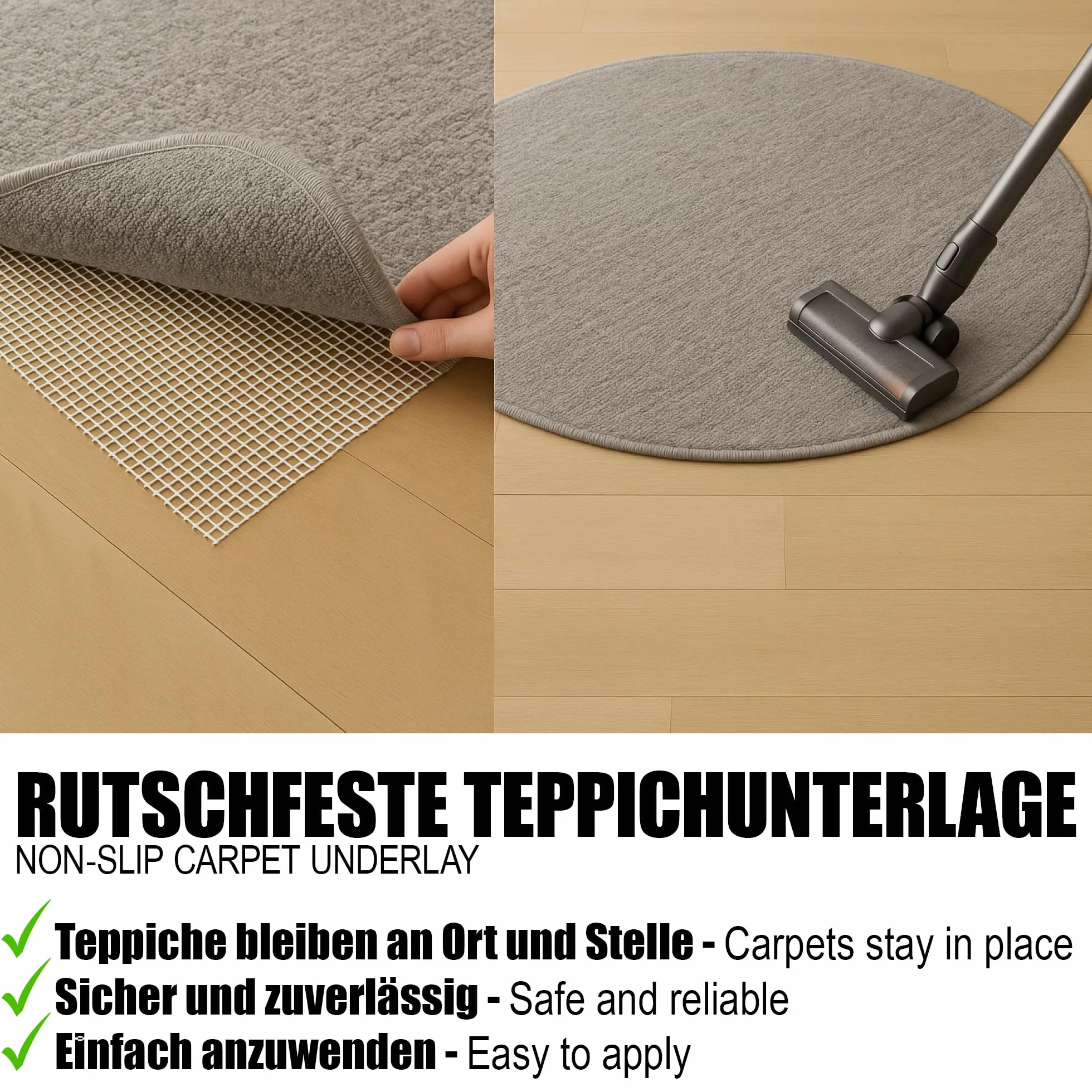 COM-FOUR® Mata antyposlizgowa do dywanu - podkladka pod dywan 210x150 cm - stoper do dywanu - mata antyposlizgowa w kolorze bialym - mata do szuflady z mozliwoscia przyciecia