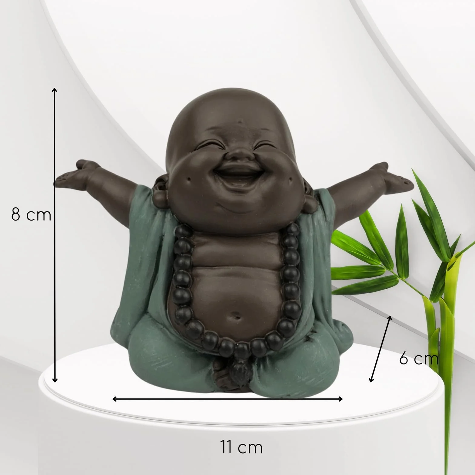 Statuetka Buddy na szczęście Zen Feng Shui 9 cm zielona brązowa
