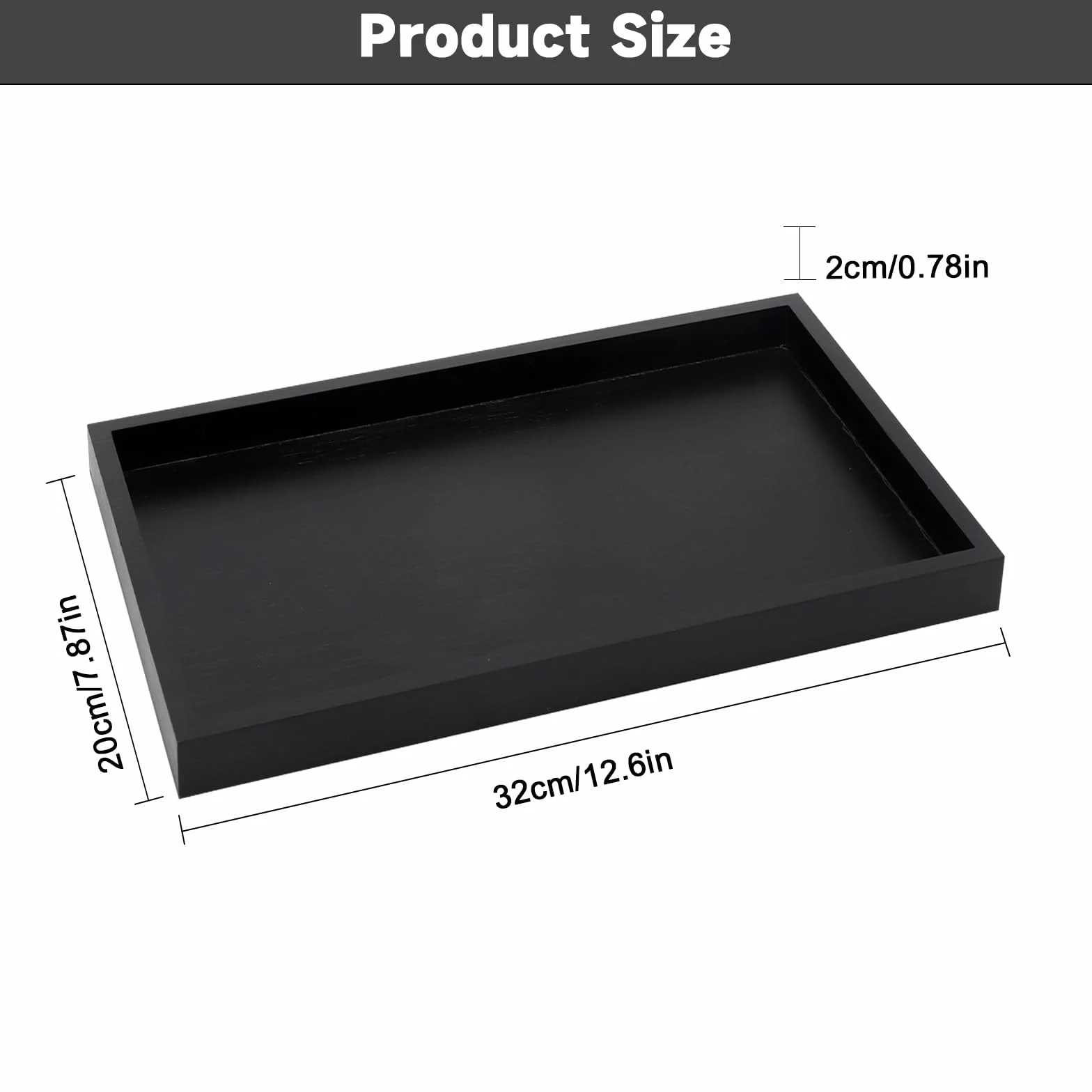 Drewniana taca do serwowania 32x20x2 cm czarna prostokątna