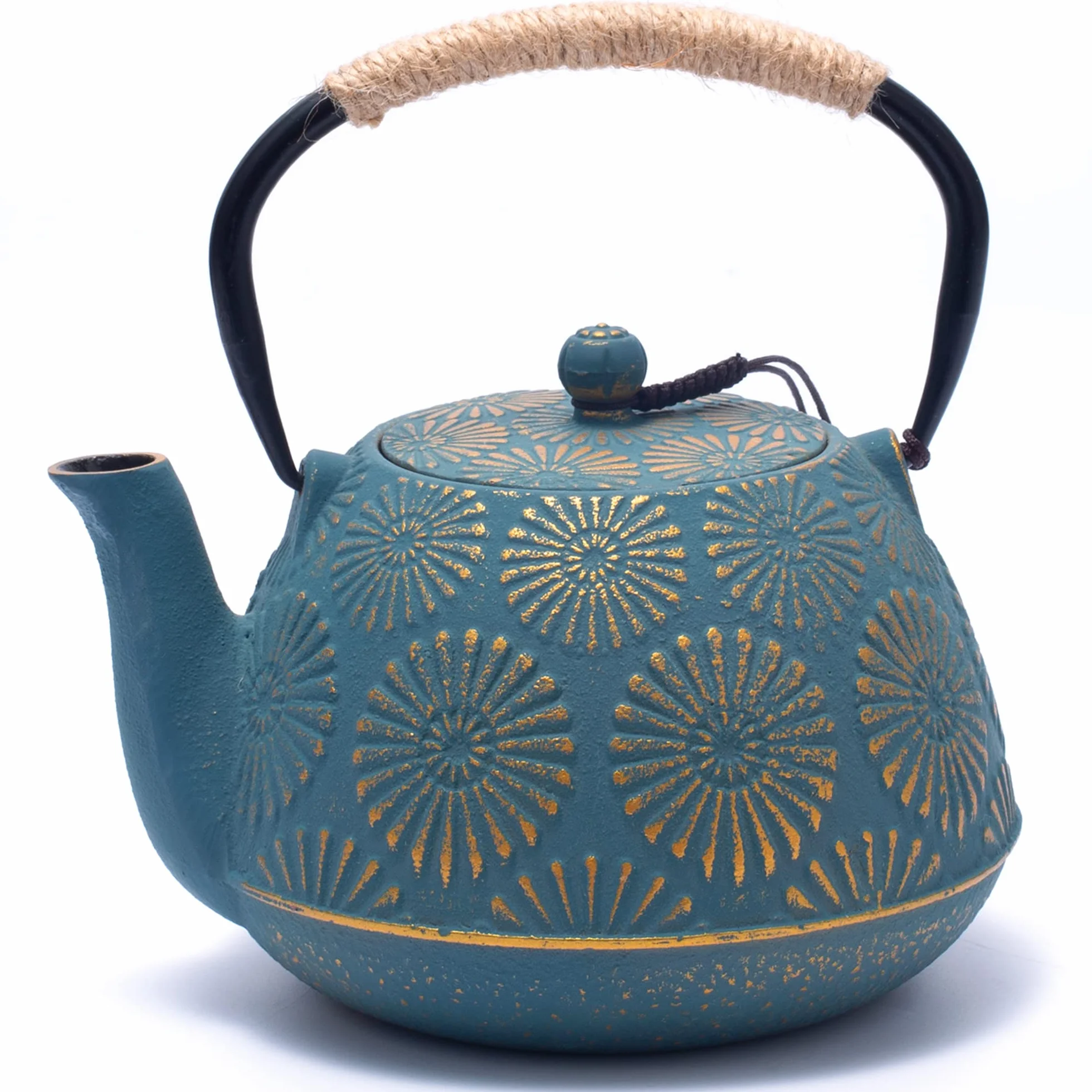 Żeliwny czajniczek, czajnik do herbaty na blat z zaparzaczem, duża pojemność 1200 ml Sakura Design japoński dzbanek do herbaty do luźnych liści powlekany emaliowanym wnętrzem, 1,134 g