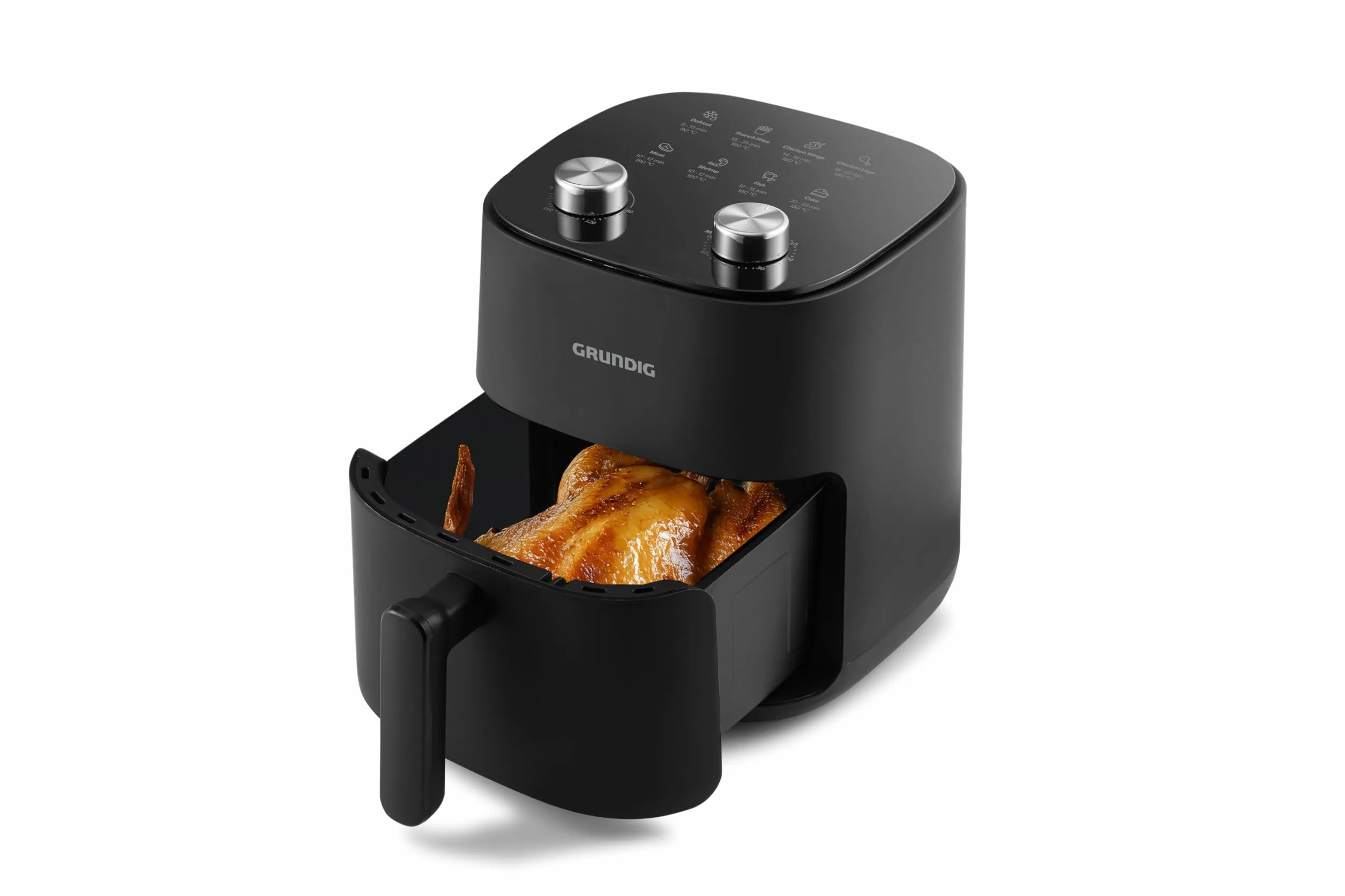 Grundig FRY 6321 L frytkownica na gorące powietrze, pojemność 4,7 l, 1300 W, kosz nadaje się do mycia w zmywarce, regulacja temperatury i czasu, powłoka nieprzywierająca, czarna