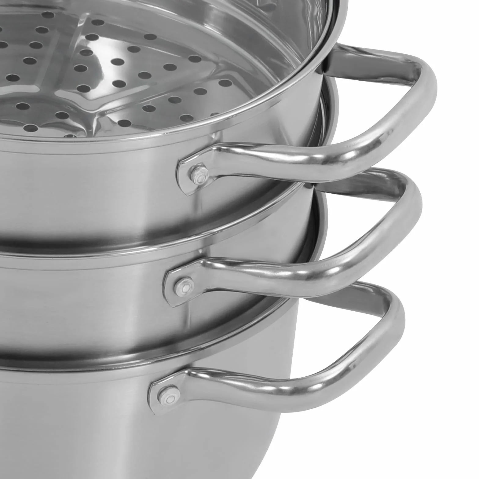 3-poziomowy parowar, zestaw ze stali nierdzewnej z dwoma wkładami parowymi, 1,2 l, 20 cm, nadaje się do mycia w zmywarce, garnek do gotowania na zupie, garnek do gotowania ze szklaną pokrywą, parowar,