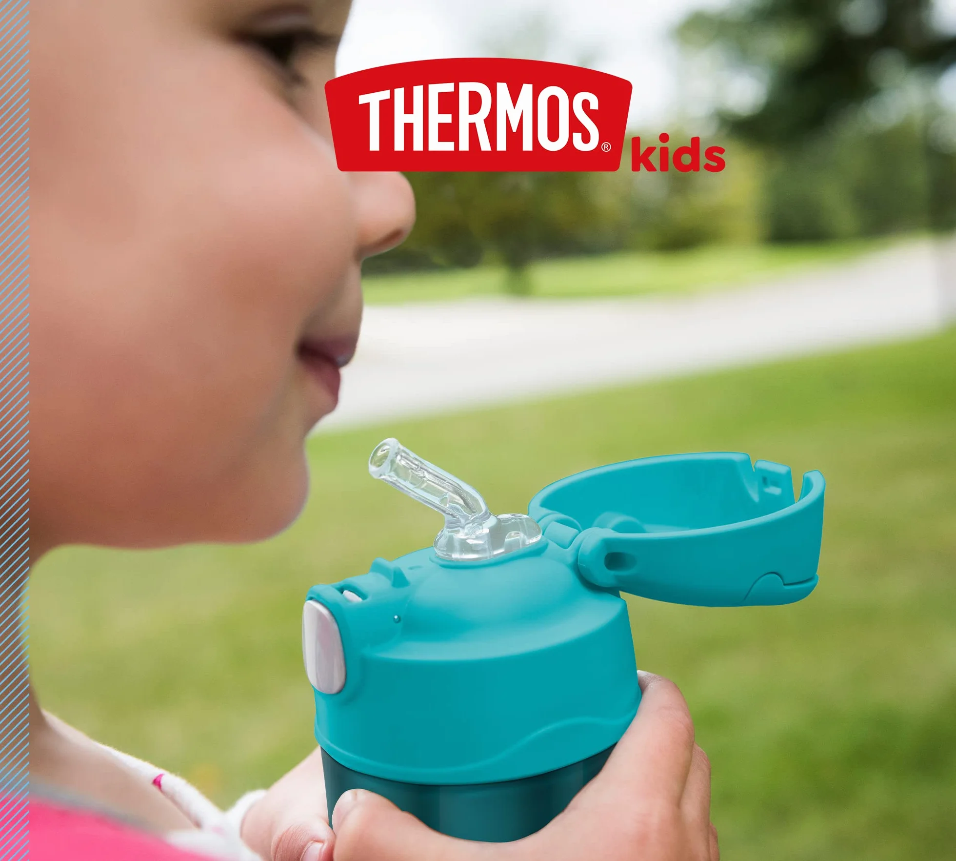 THERMOS Funtainer Straw Bottle 0,35 l termos dla dzieci ocean teal szczelny 12 h
