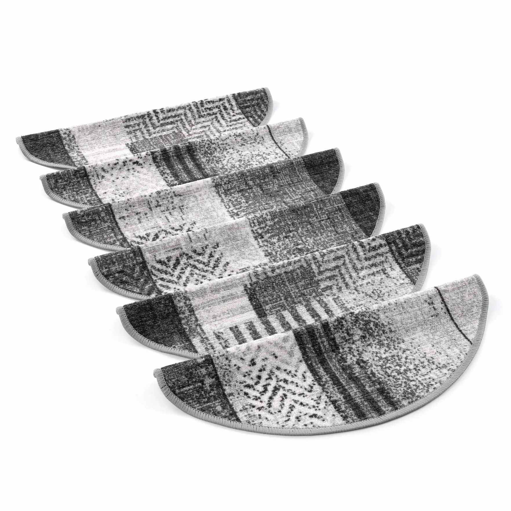 rugsx Dywanik na schody Essenza, samoprzylepny, 64 x 22 cm + 3,5 cm krawędź przednia, szary, 15 sztuk