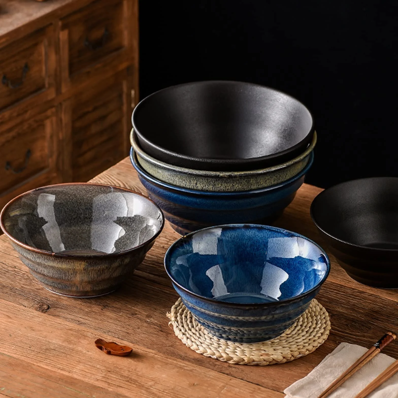 Miski na sałatki Ceramiczne miski na zupę, miski na zupę sałatkową, ceramiczne miski do sałatek, miski na jęczmień kuchenny, miski deserowe miska na sałatkę(C)