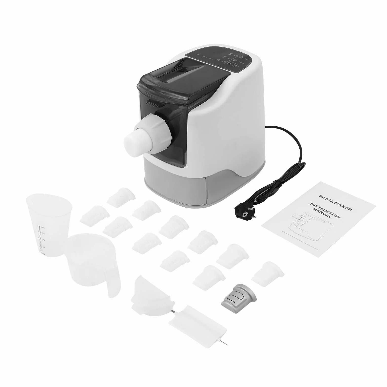 Elektryczna maszynka do makaronu z 13 foremkami, 260 W, w pełni automatyczna maszyna do makaronu, do 500 g suchej mąki, makaron do makaronu do pierogów, spaghetti, fettuccine