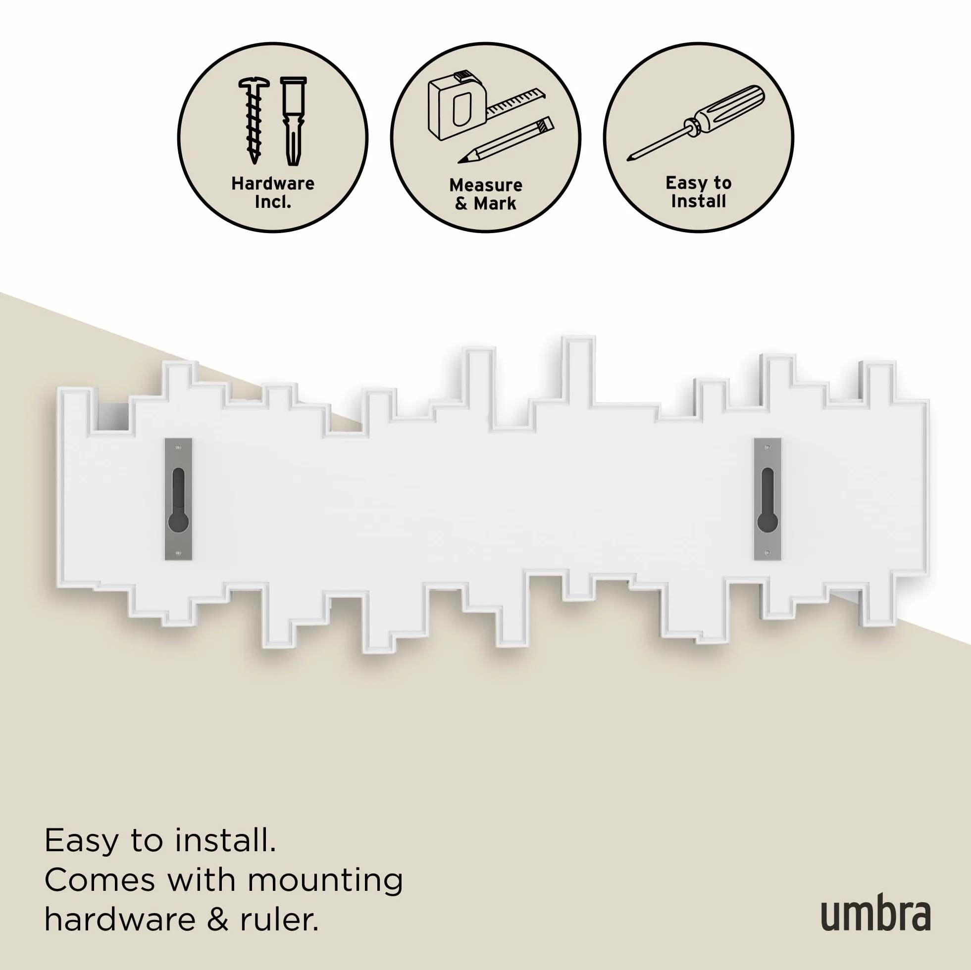 Umbra Rem Wieszak Biały 19-1/8" x 7-1/8" x 1-1/8" h