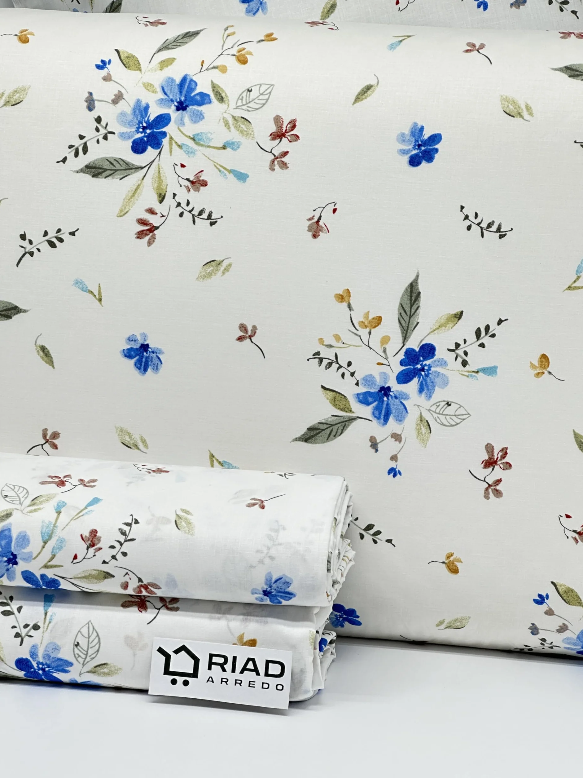 Riad Arredo Komplet pościeli Percalle 100% bawełna dwuosobowy - komplet pościeli z delikatnego perkalu (niebieski Wenecja)