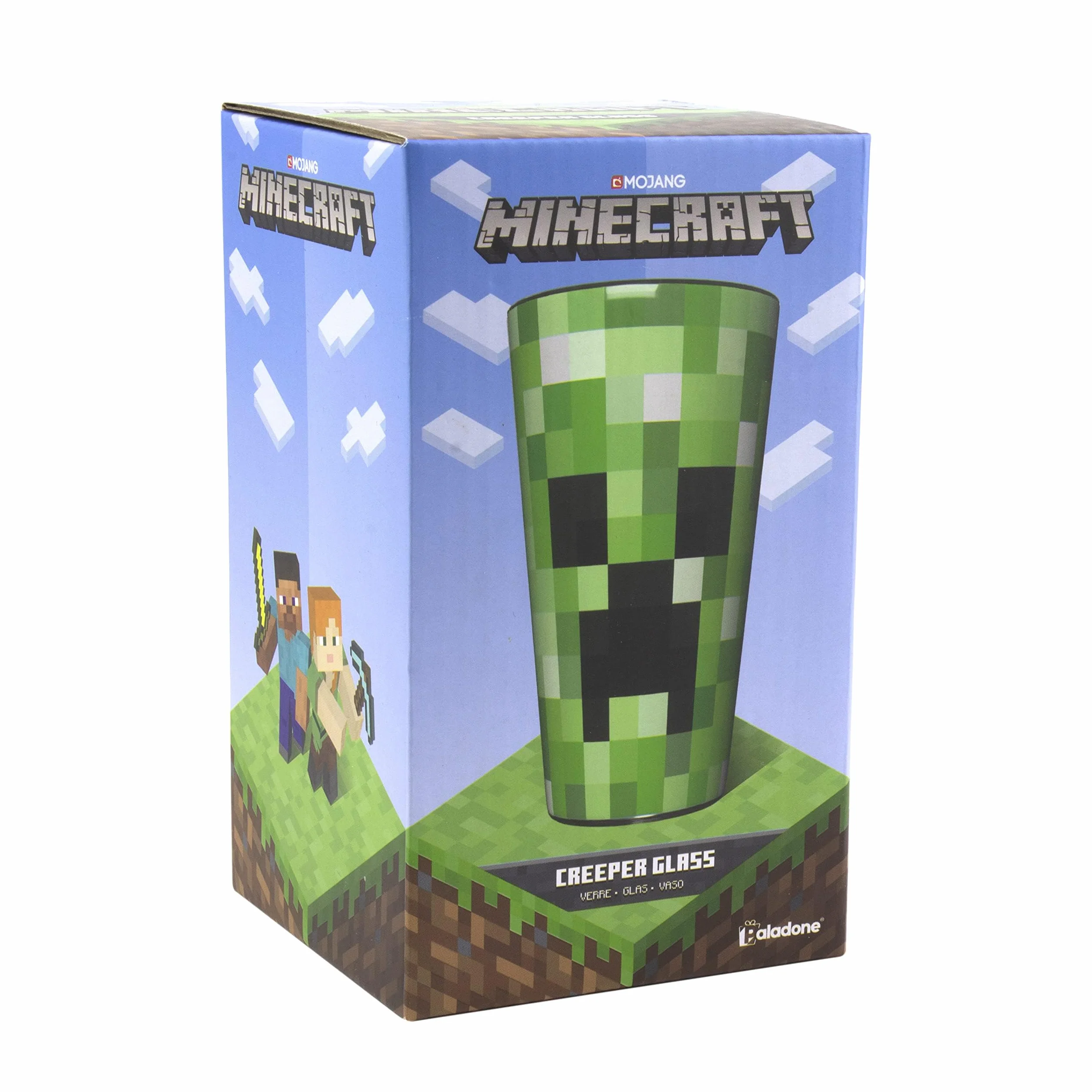 Paladone PP6729MCF Pikselowane szkło pnącze | Kubek do picia 450 ml | Idealny pomysł dla fanów Minecraft