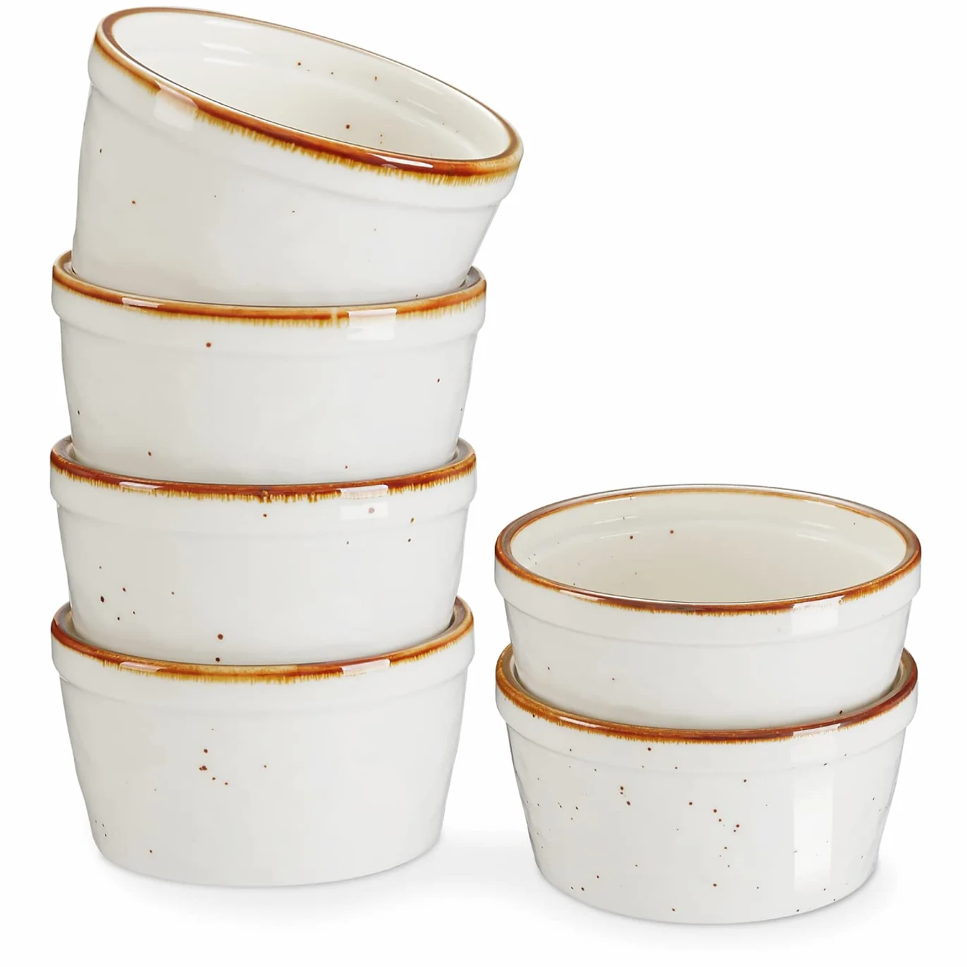 ONEMORE Ceramiczne miski Ramekins 235 ml nadają się do mycia w zmywarce, mini miski na pudding suflet, lody, zestaw 6 szt