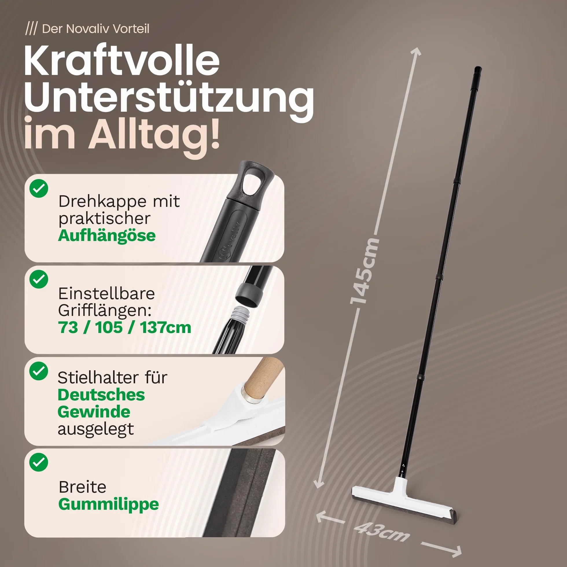 Novaliv 5 x ściągaczka do wody, do podłogi, prysznica, samochodu, z teleskopowym tworzywem sztucznym, 43 cm, ściągaczka do prysznica, podłogi, do okien, profesjonalna łopatka do wody, ściągacz do
